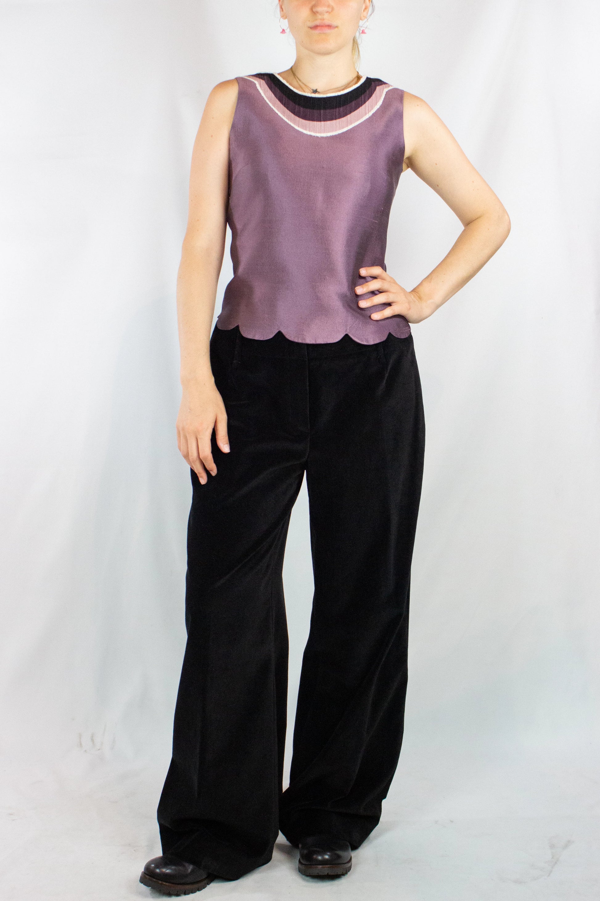 Purple Silk Shantung Sleeveless Top SS2005