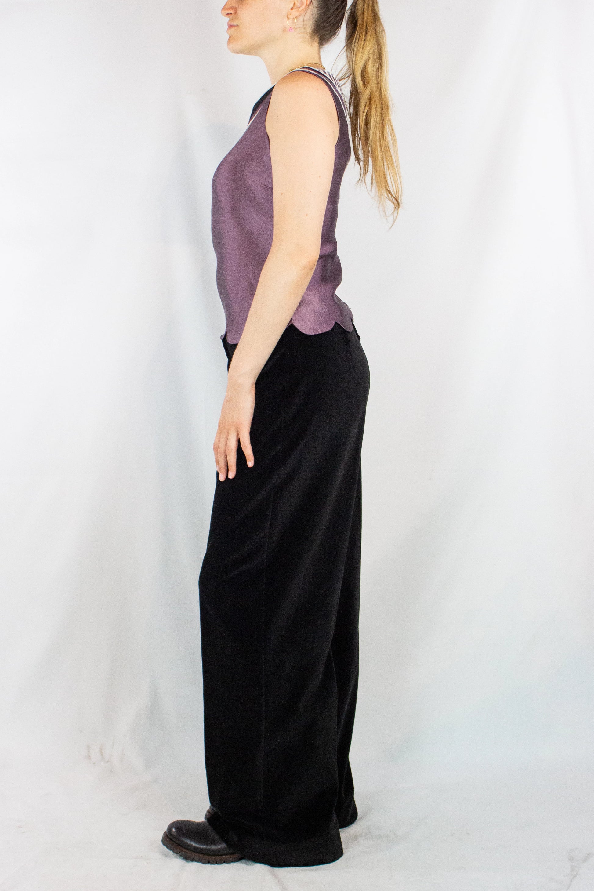 Purple Silk Shantung Sleeveless Top SS2005