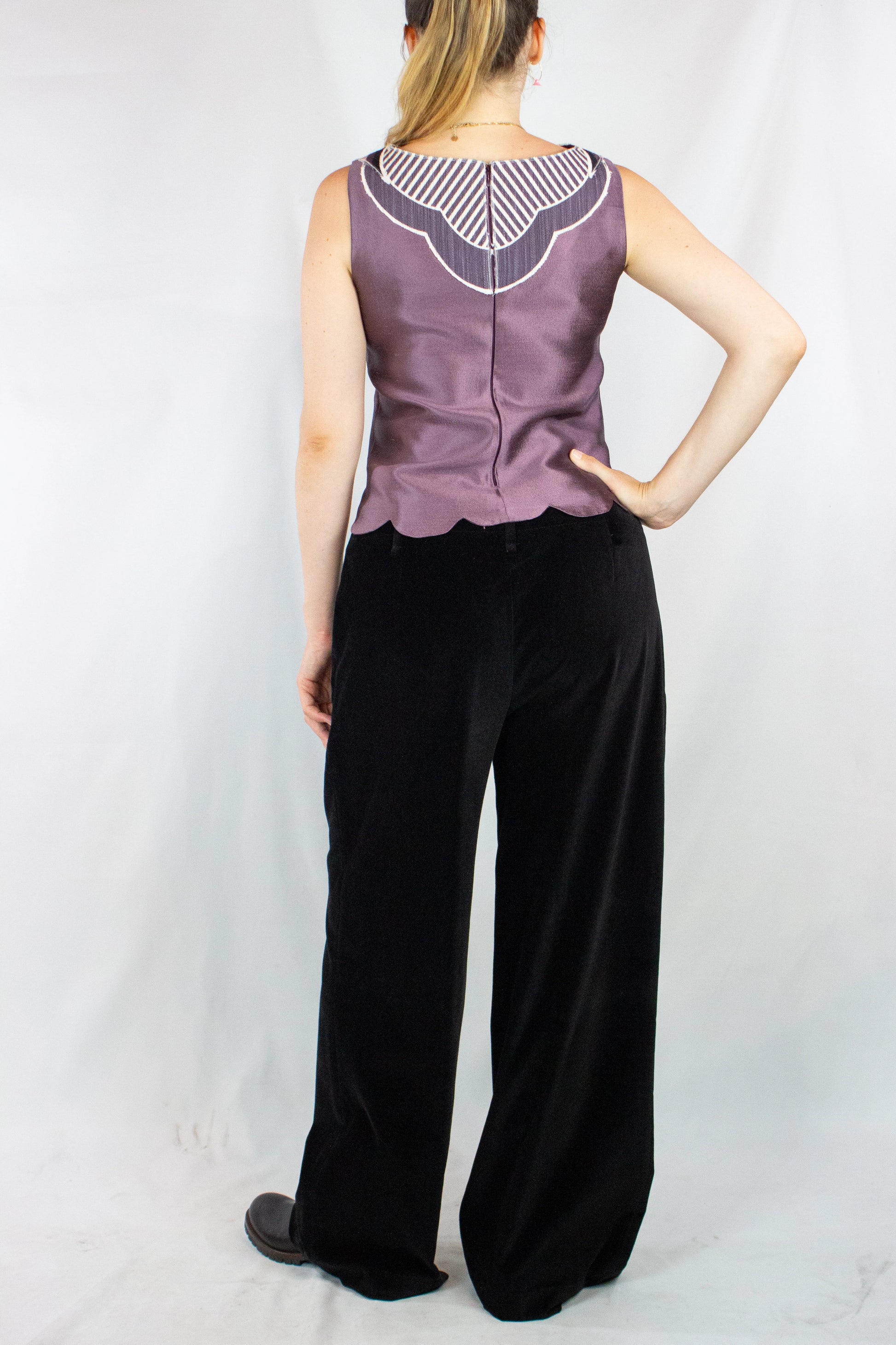 Purple Silk Shantung Sleeveless Top SS2005