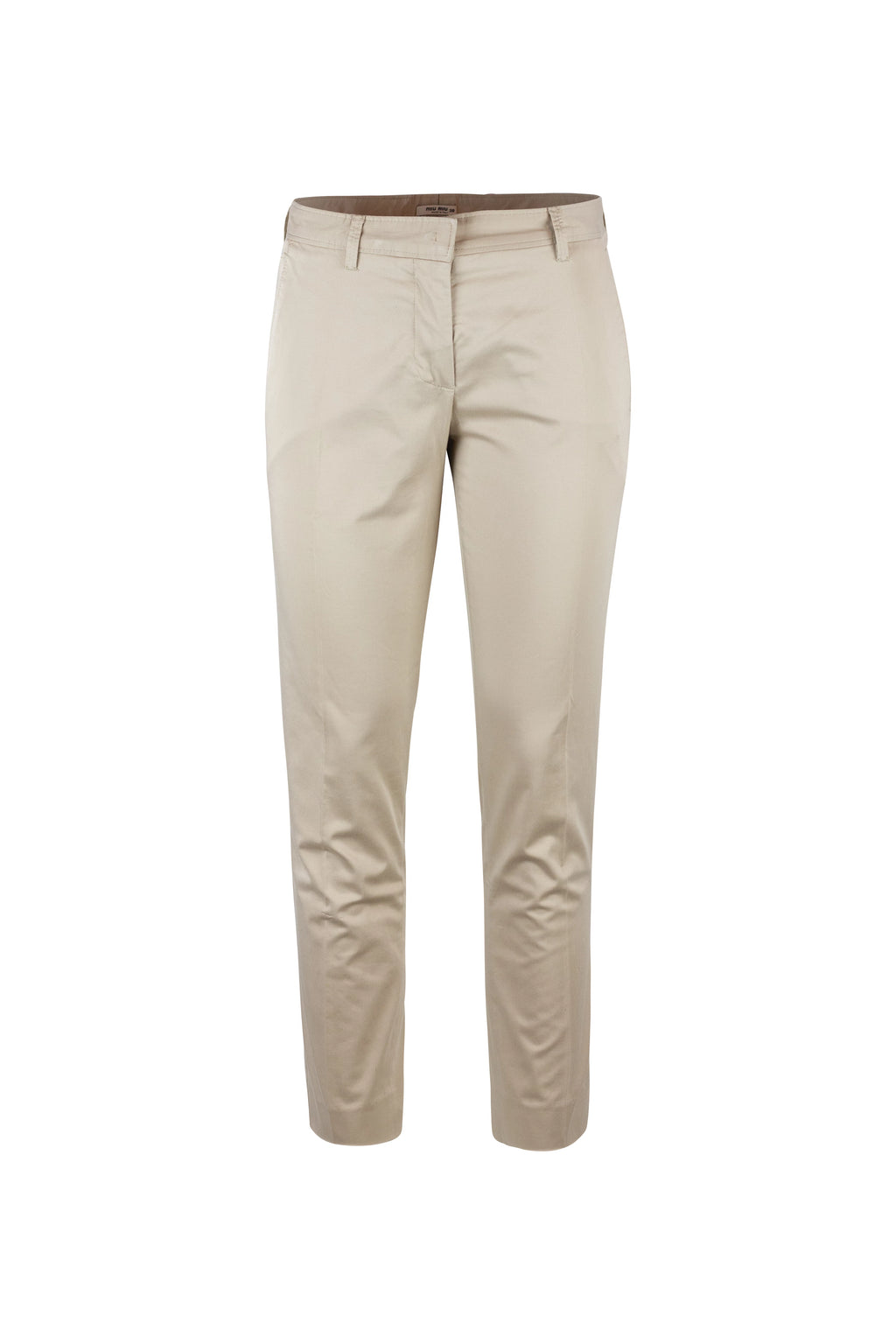 Pantaloni chino beige in cotone con gamba stretta