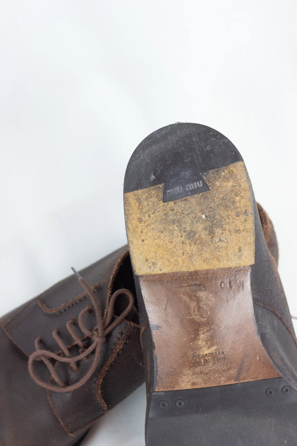 Brown Suede Blucher Shoes with Distressed Finish