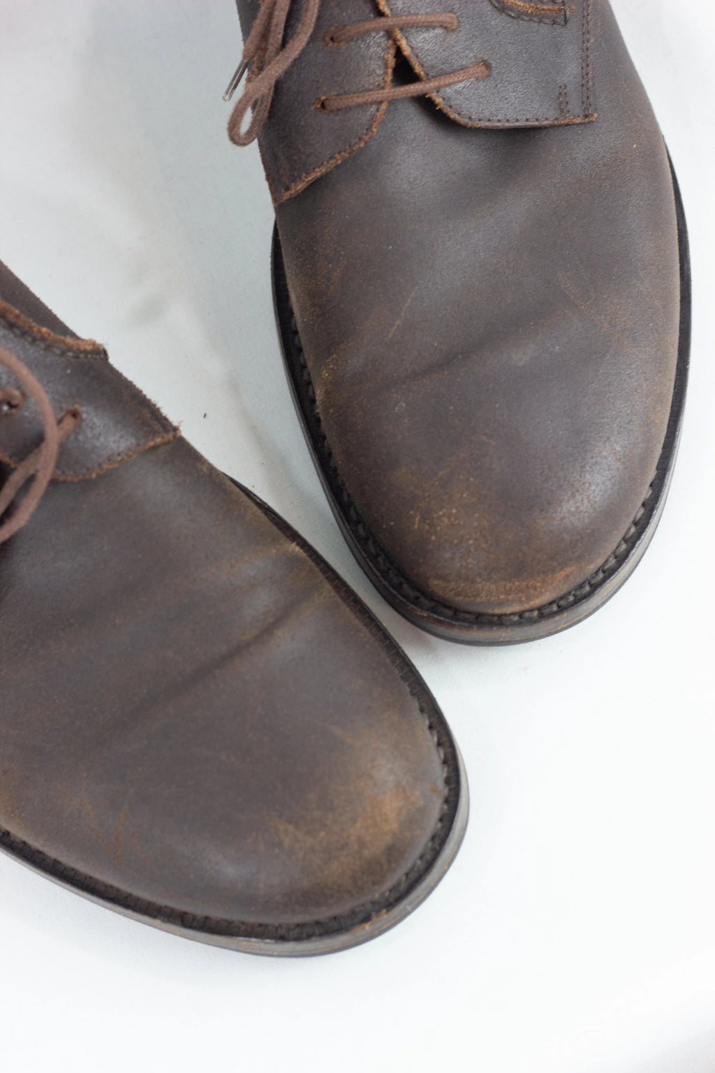 Brown Suede Blucher Shoes with Distressed Finish