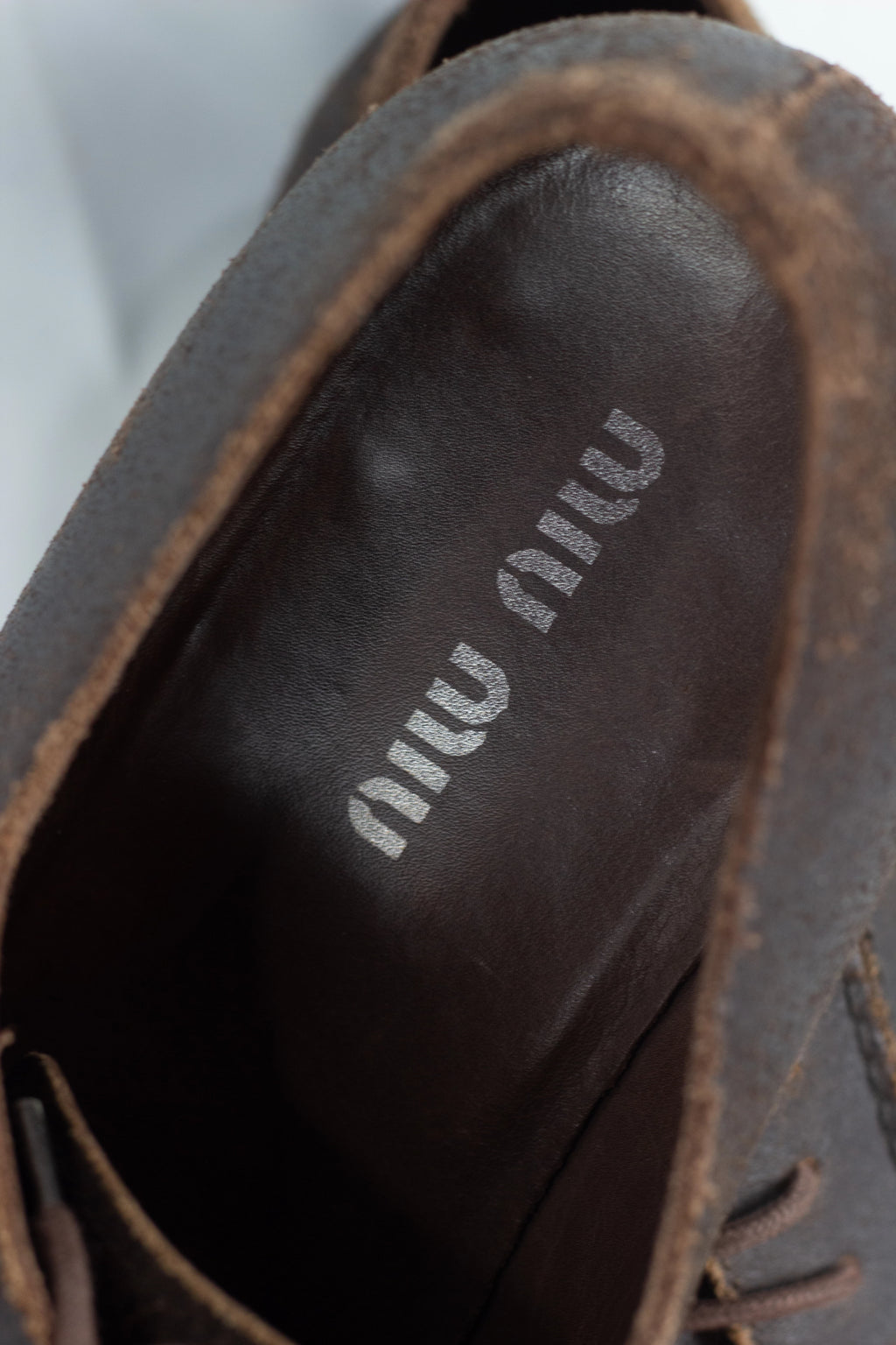 Brown Suede Blucher Shoes with Distressed Finish