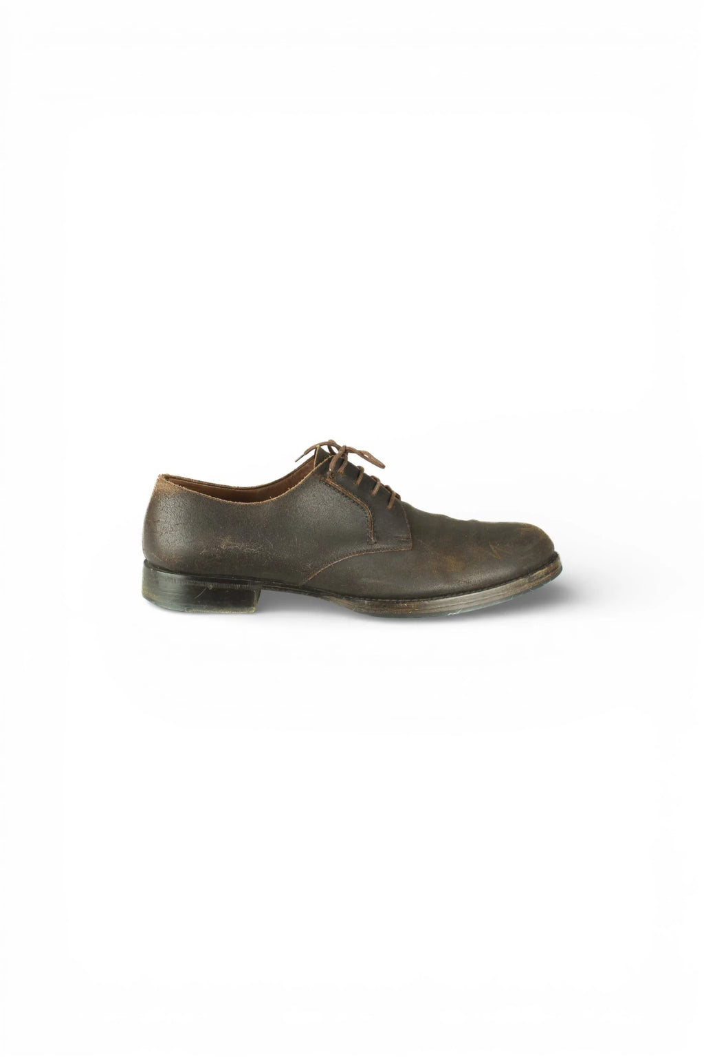 Brown Suede Blucher Shoes with Distressed Finish