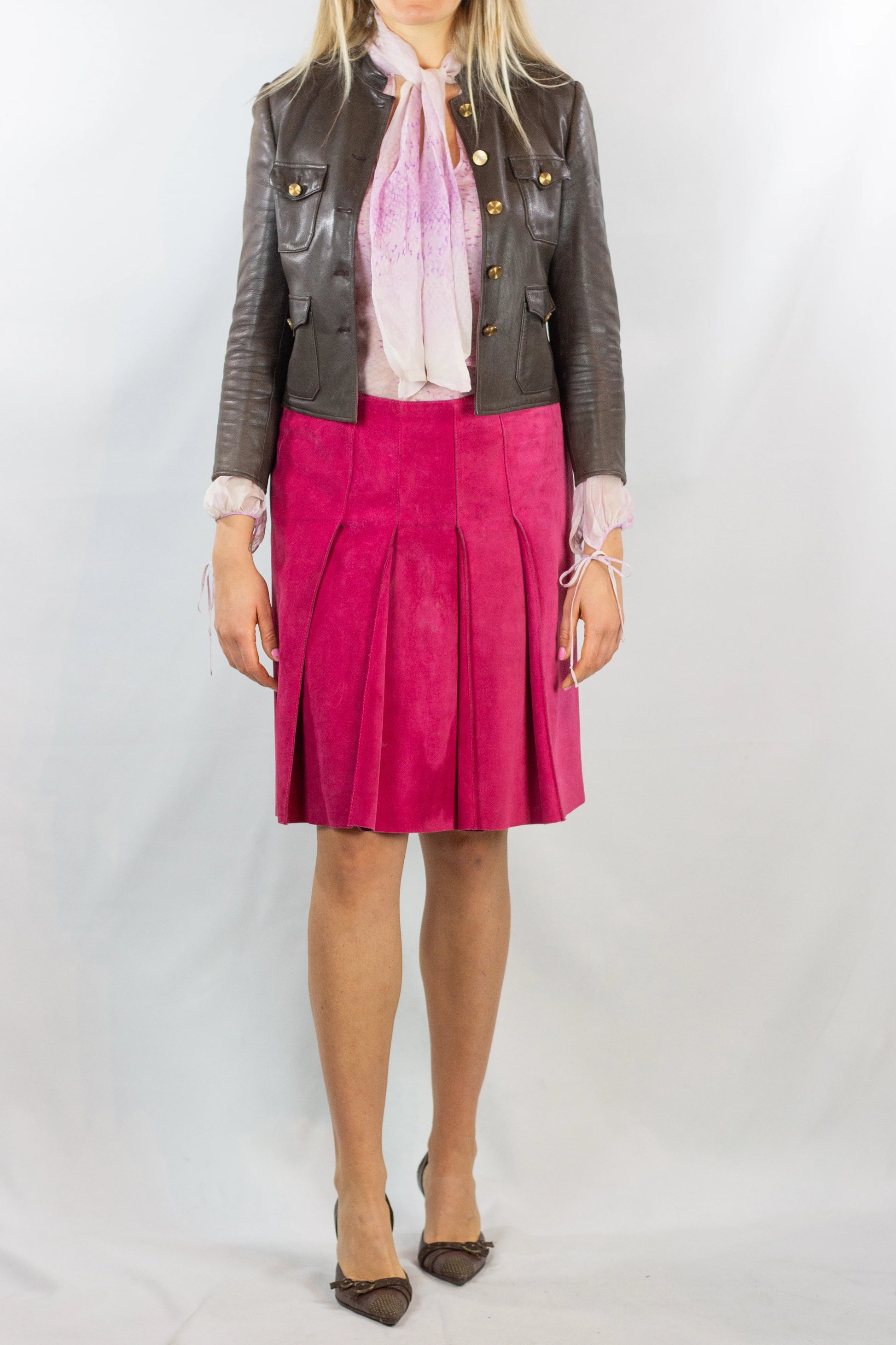 Pleated Suede Skirt SS1999