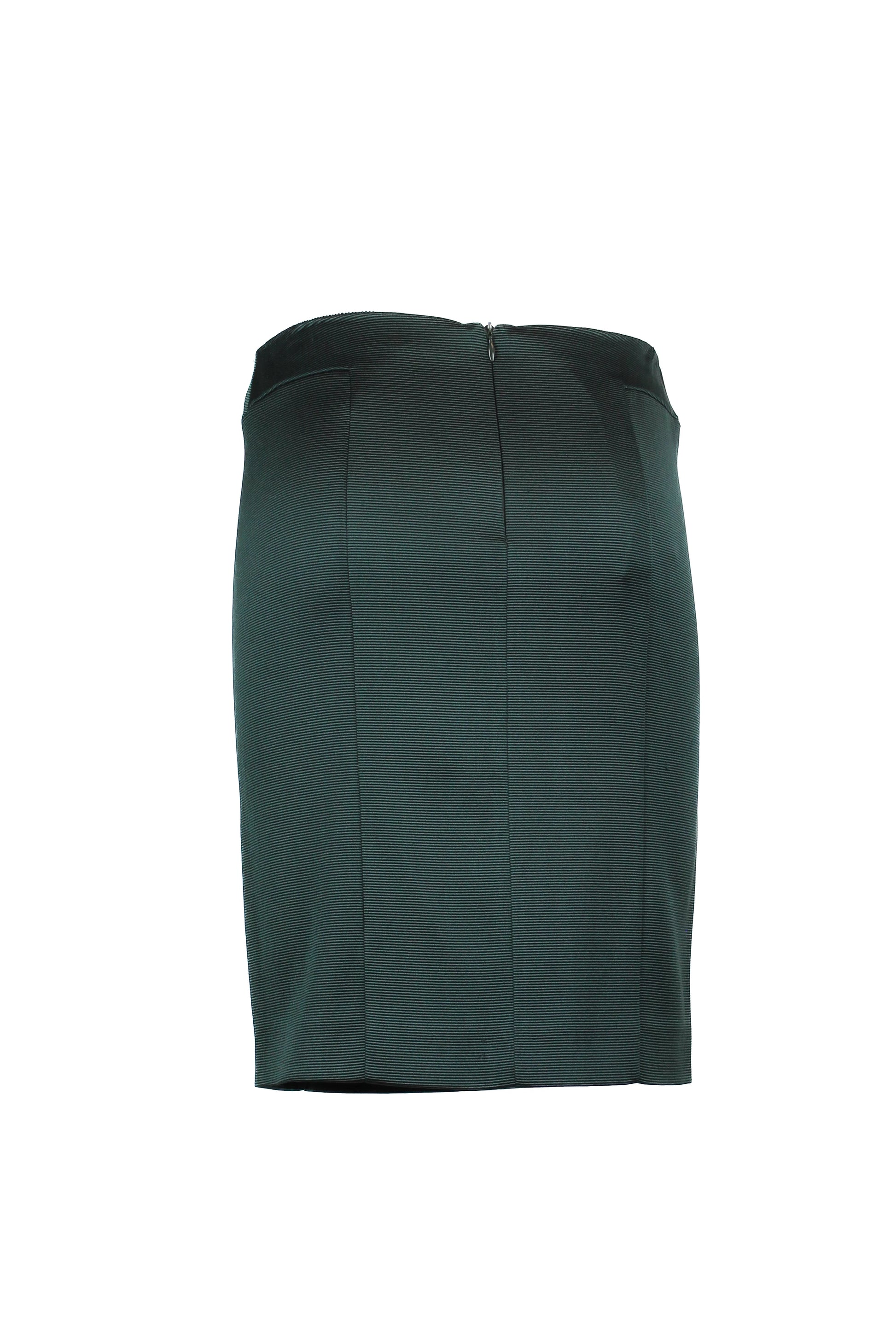 Green silk pencil skirt with striped texture