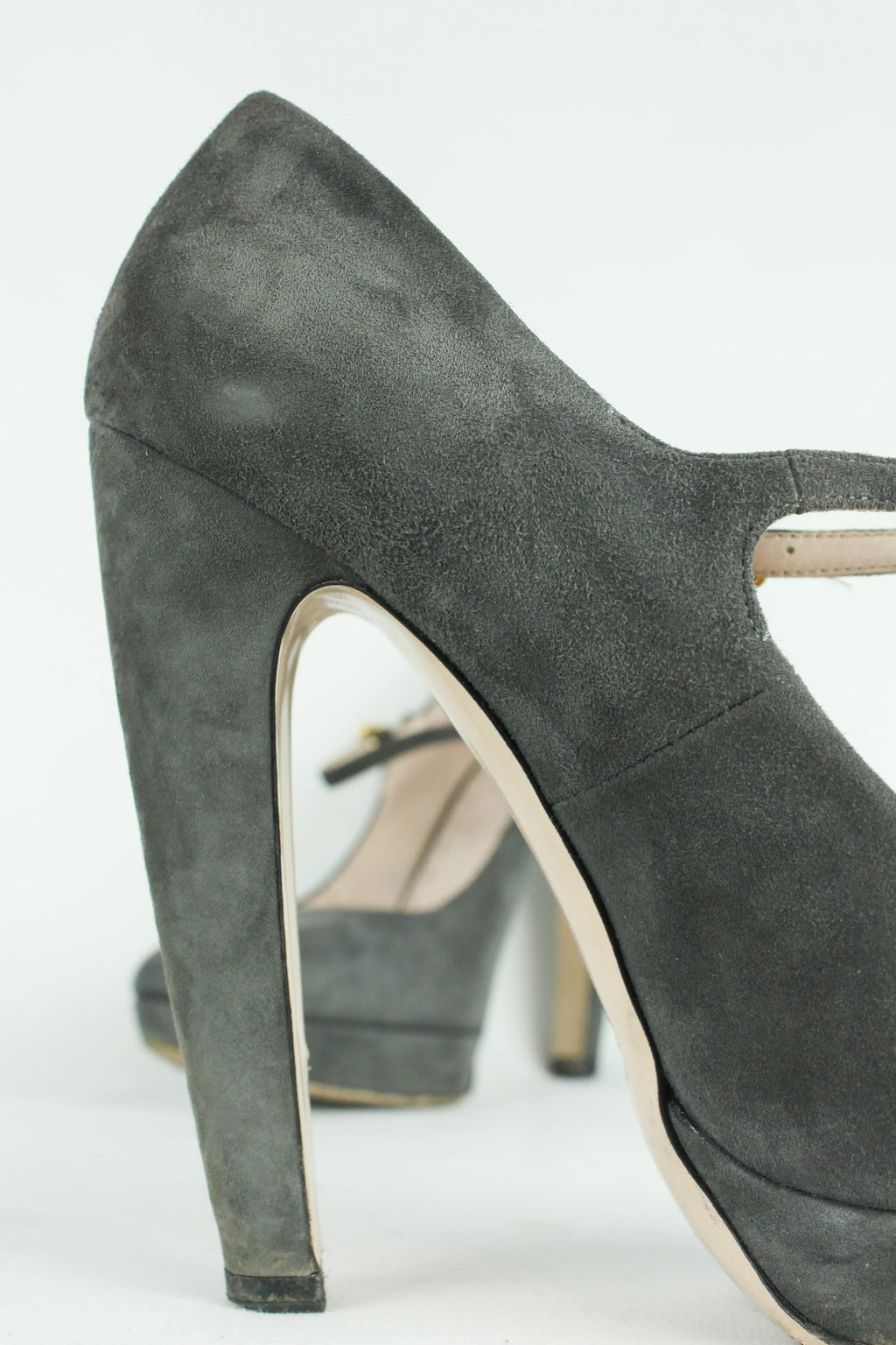 Grey Suede Mary Jane Heels
