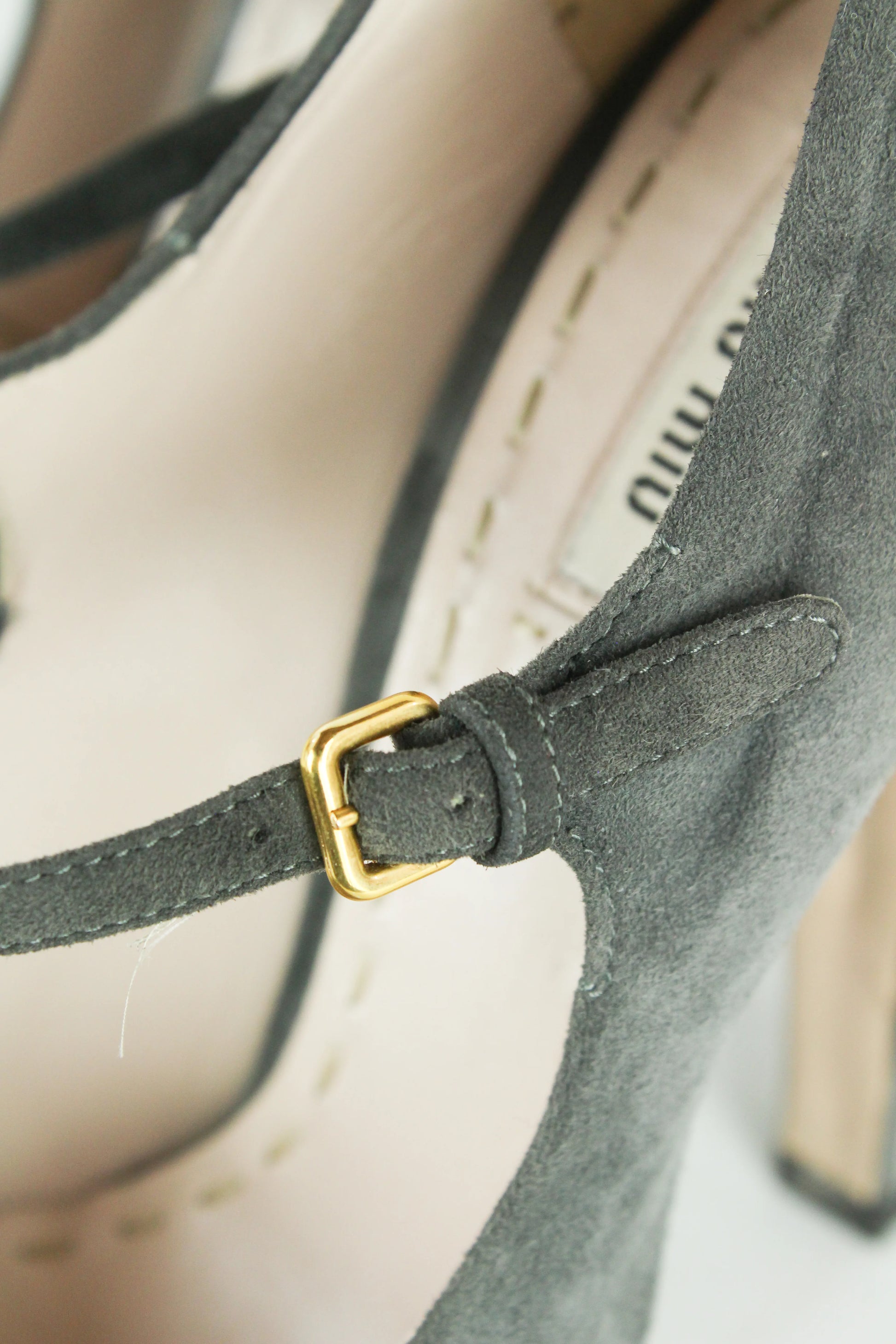 Grey Suede Mary Jane Heels