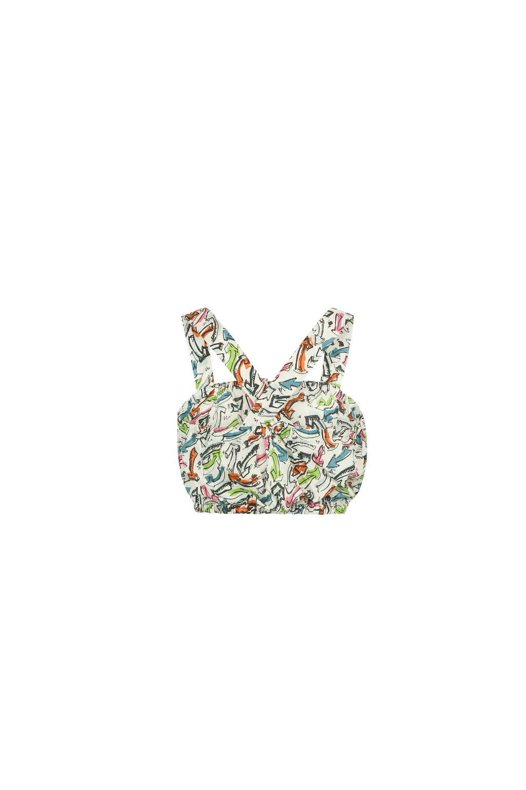 Cotton Crop Top with Cartoon Arrow Print
