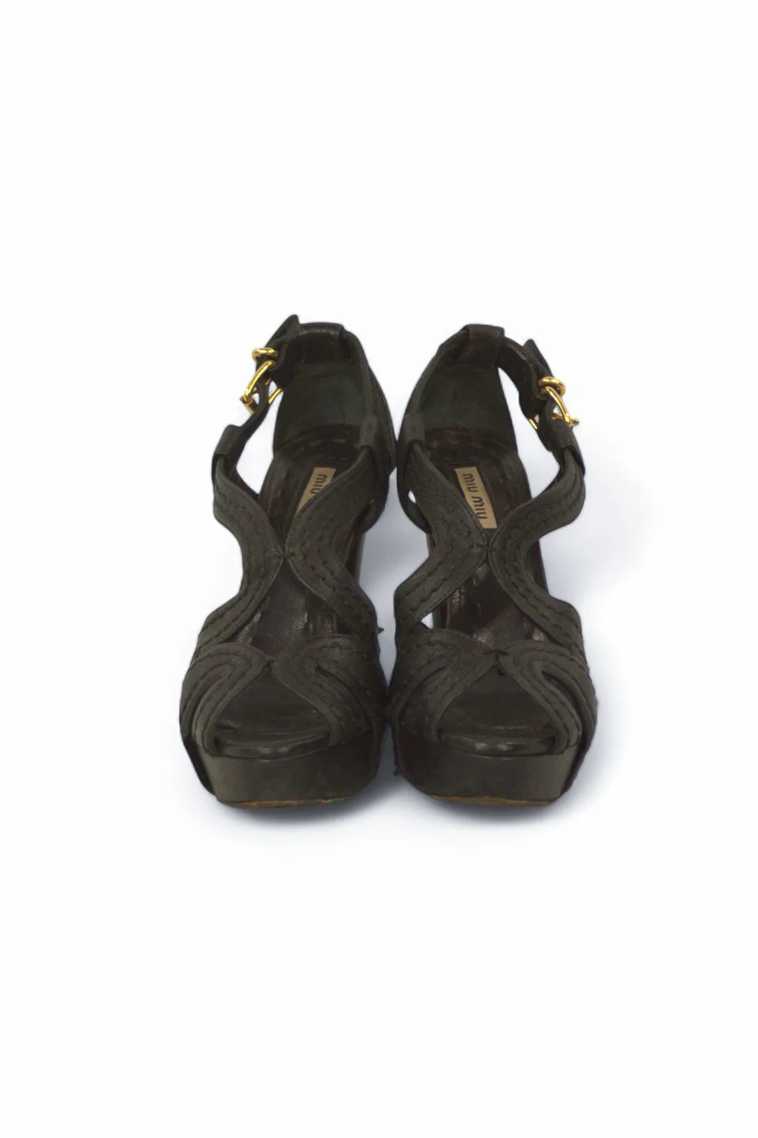 Sandali con plateau marrone scuro