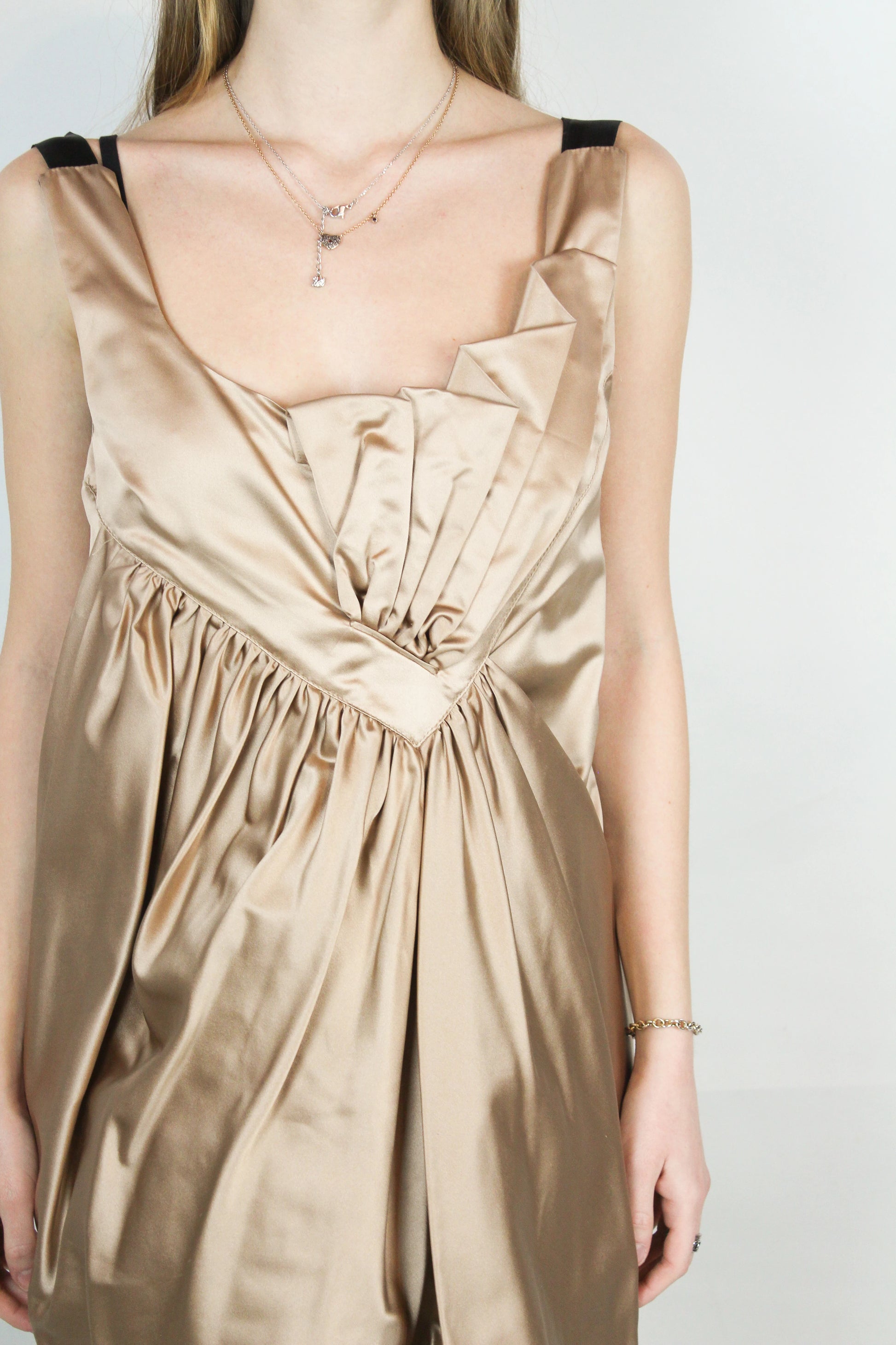 Rose gold pleated dress