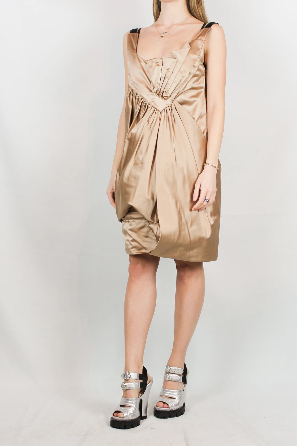 Rose gold pleated dress