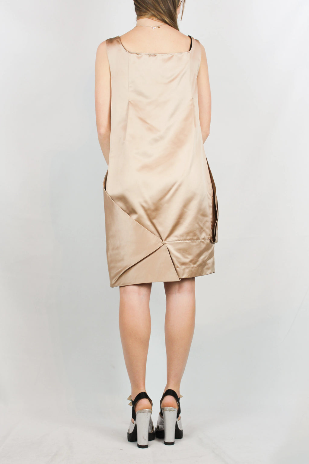 Rose gold pleated dress