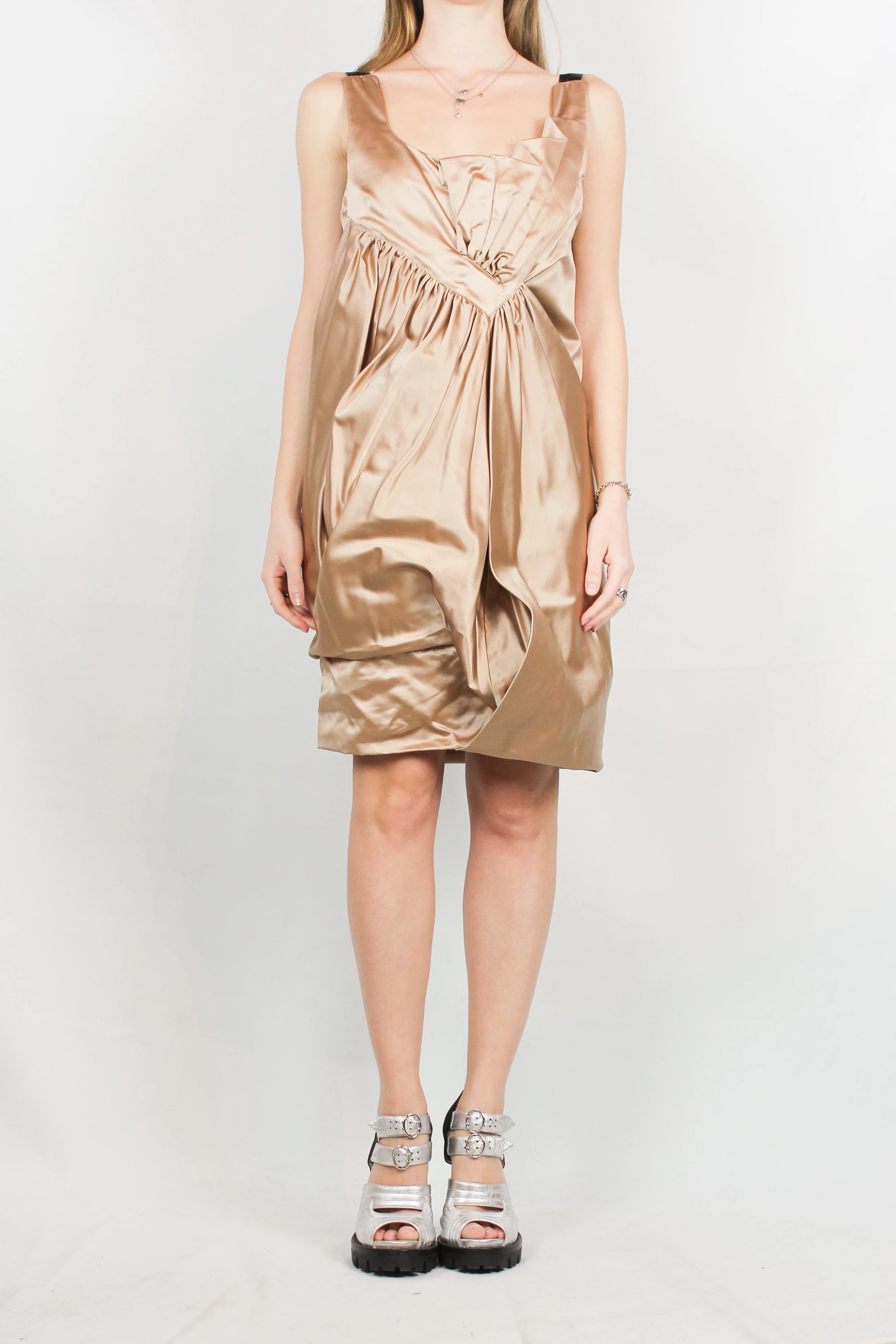 Rose gold pleated dress