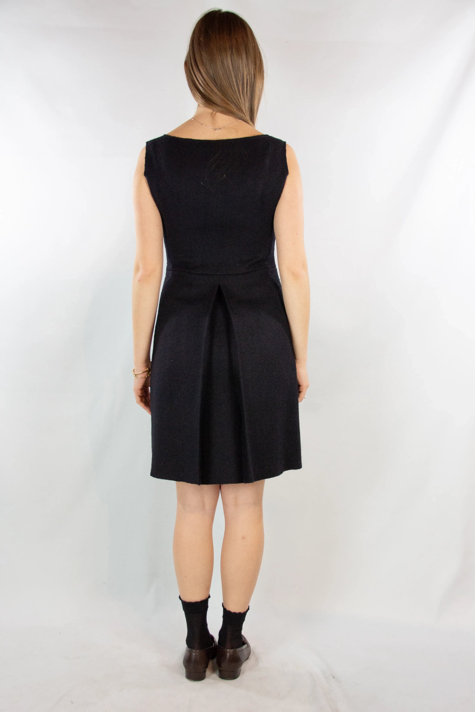 Pleated skirt wool dress