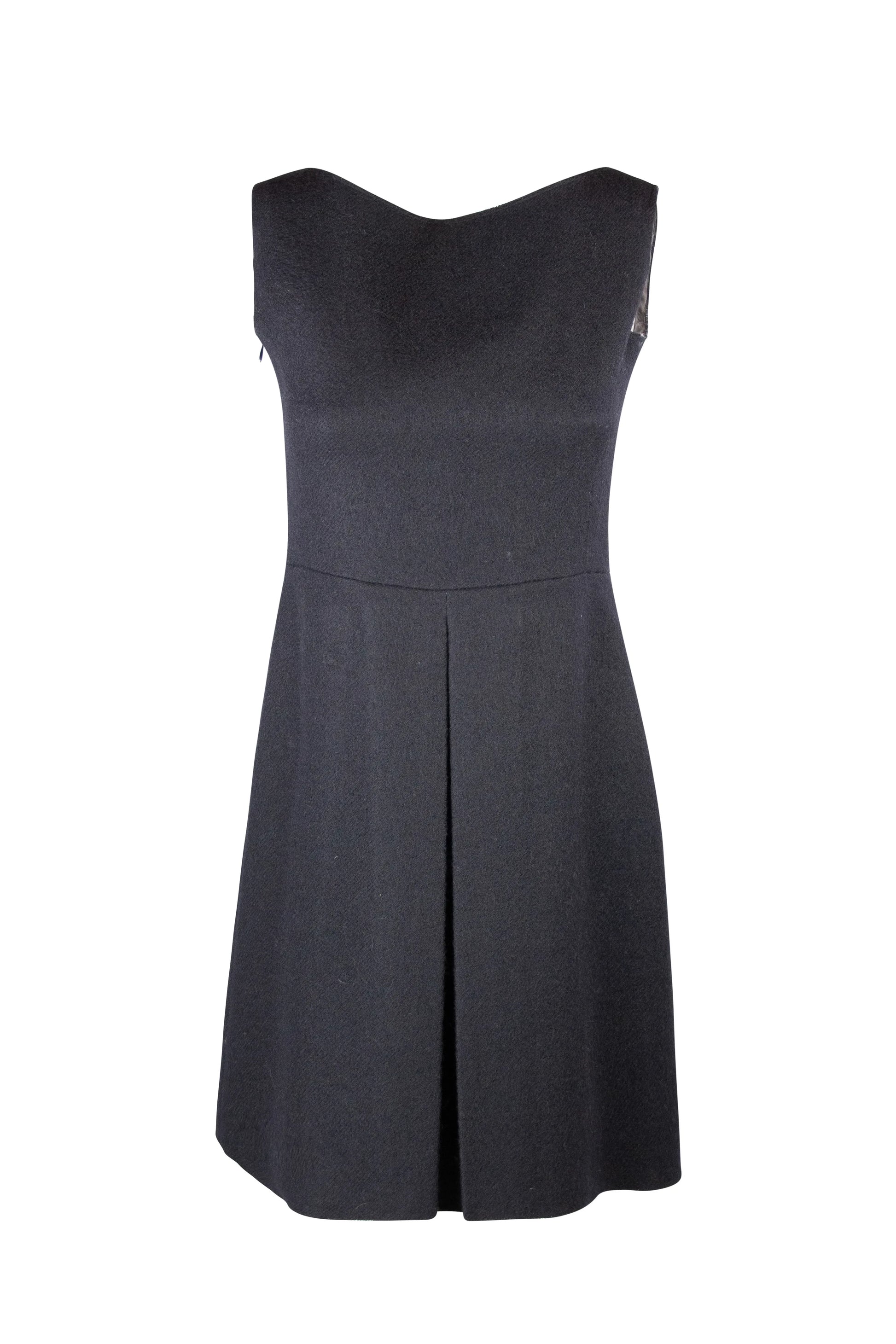 Pleated skirt wool dress