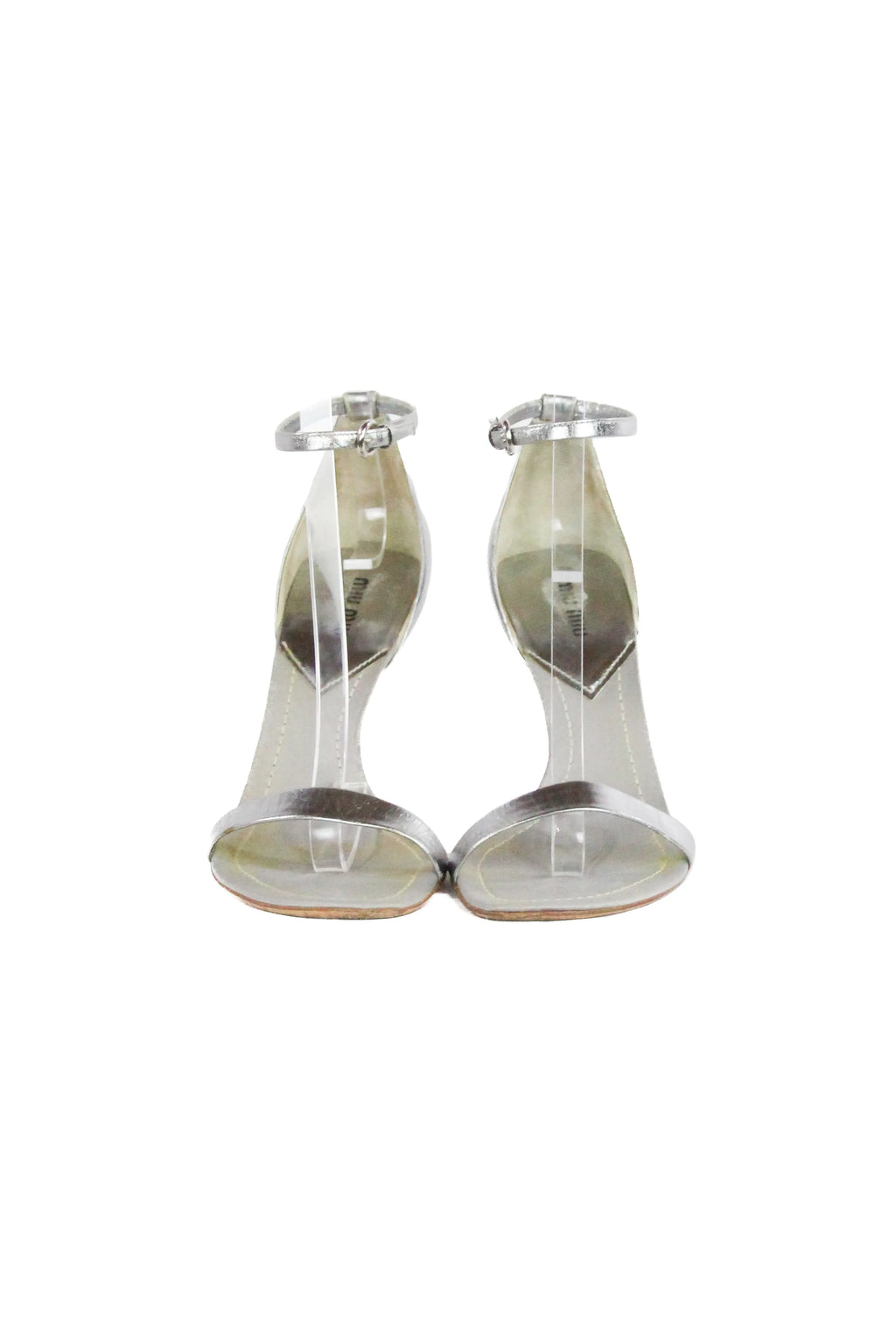 Silver sandals with ankle strap