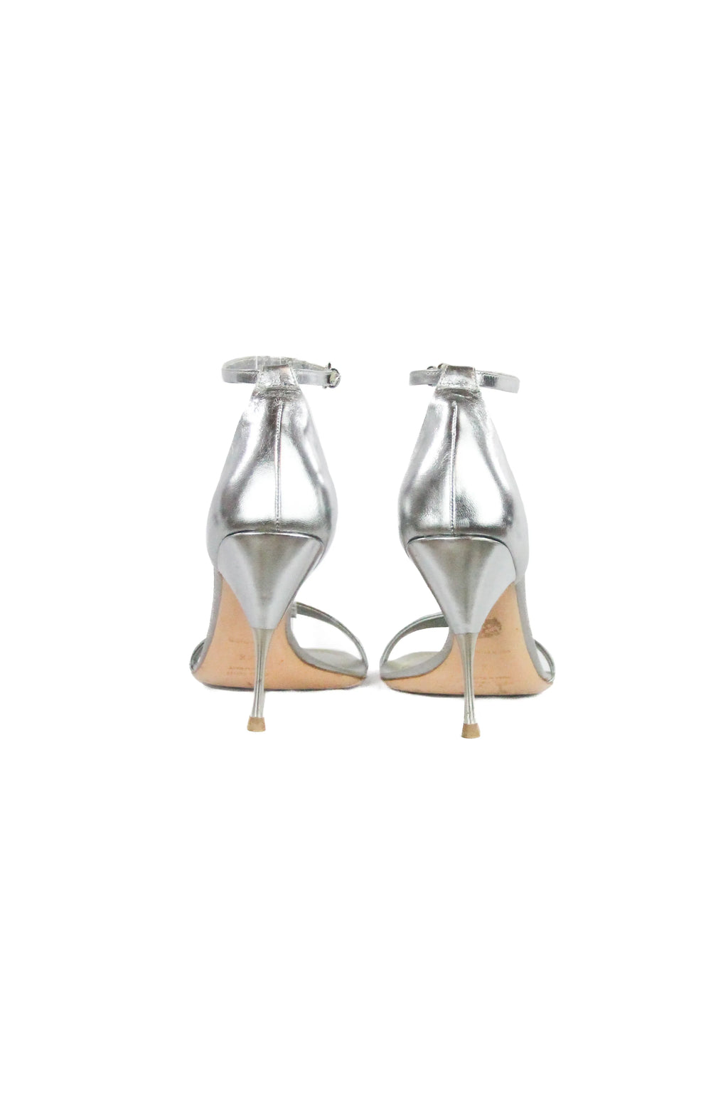 Silver sandals with ankle strap