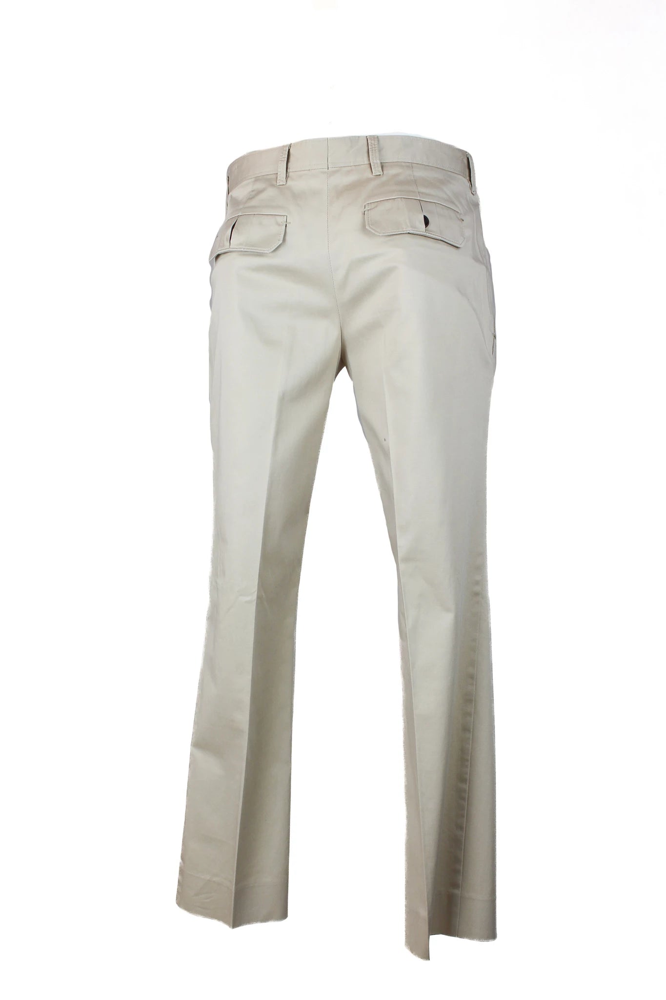 Beige Cropped Cotton Chino Trousers with Slim Leg