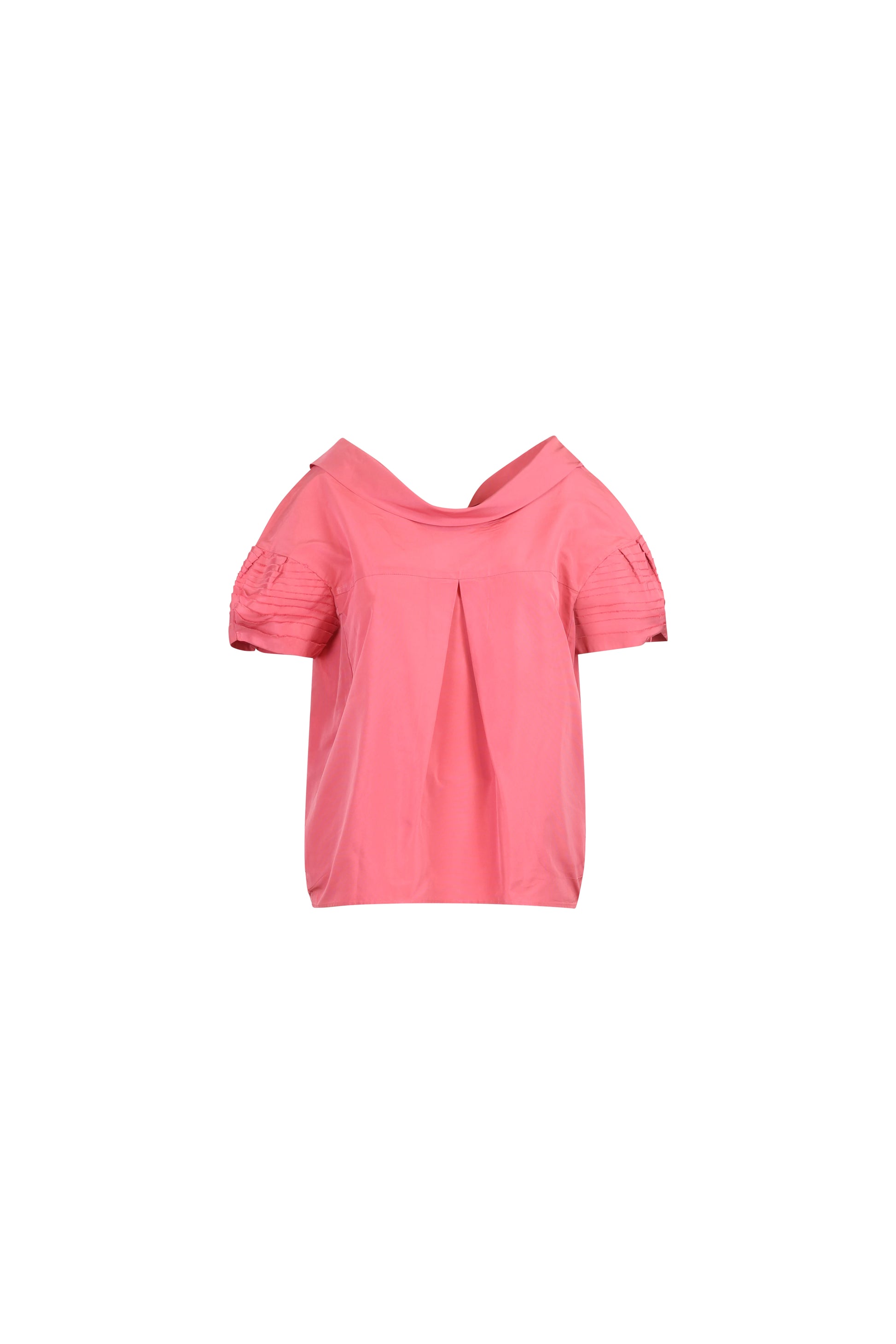 Pink Structured Top with Puff Sleeves
