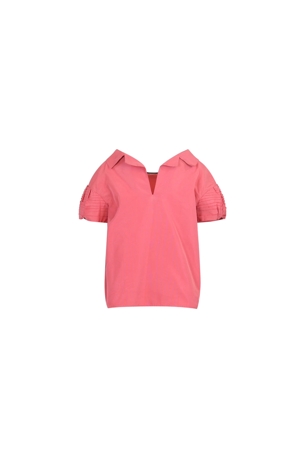 Pink Structured Top with Puff Sleeves