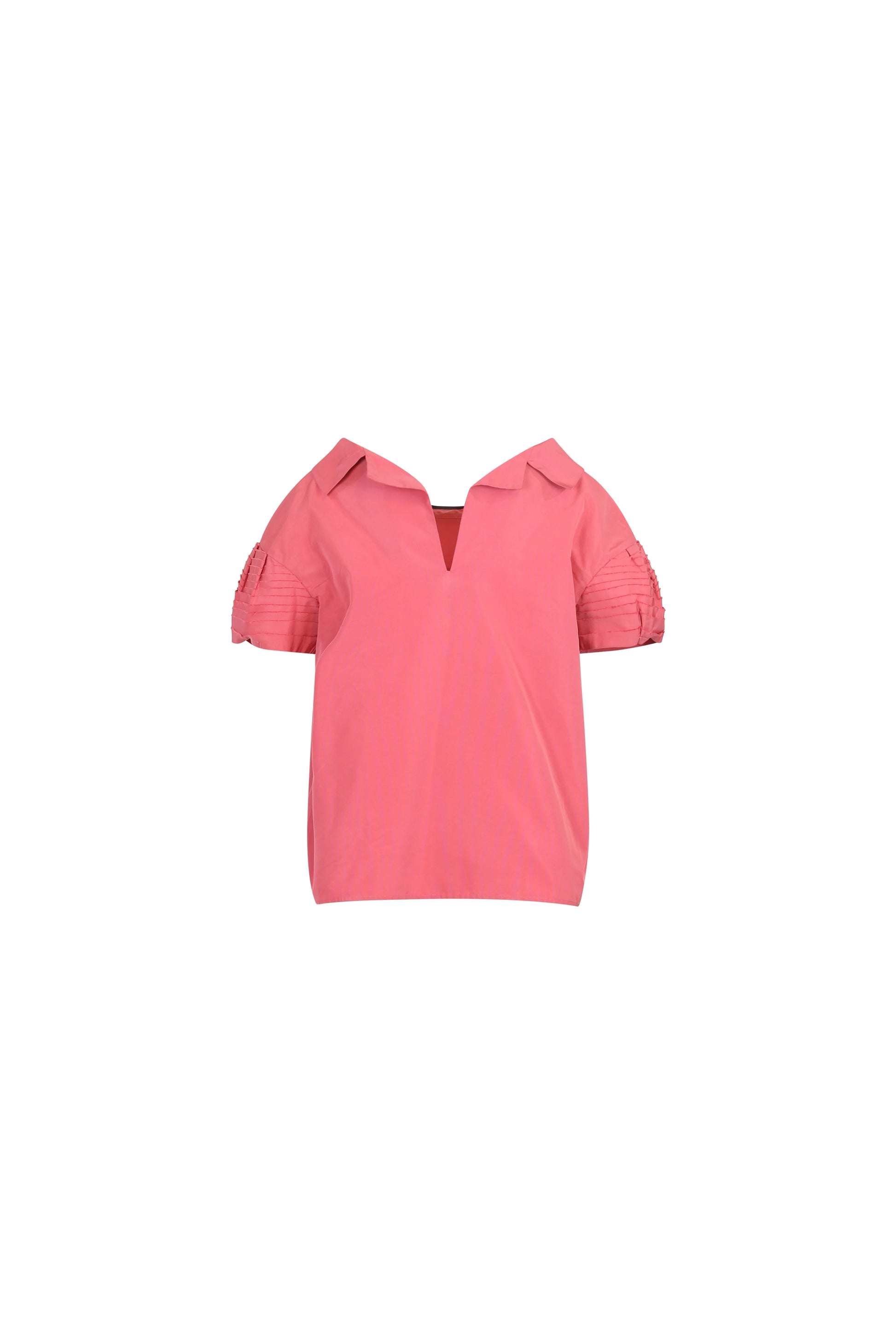Pink Structured Top with Puff Sleeves