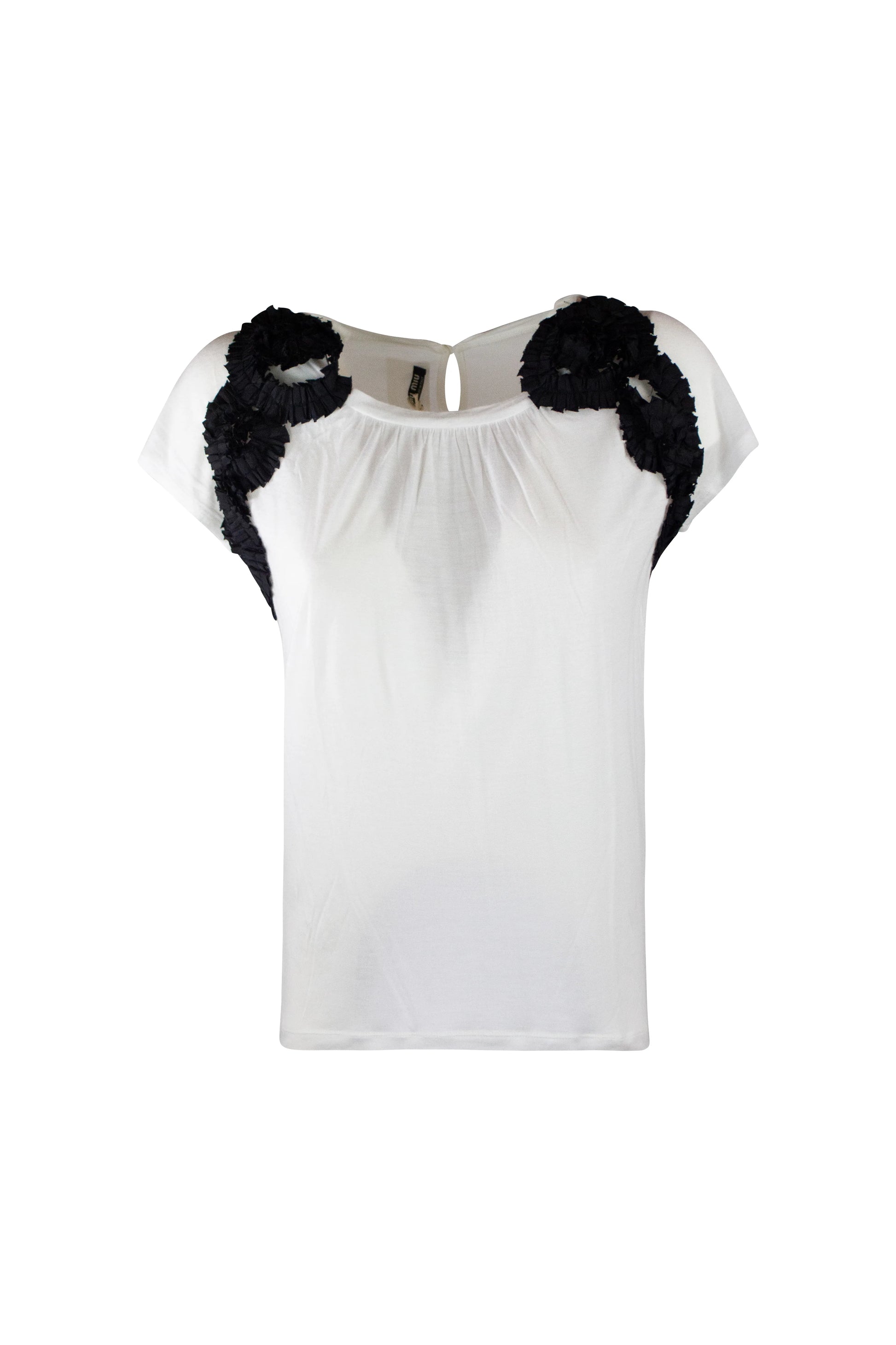 White t-shirt with black embroidery