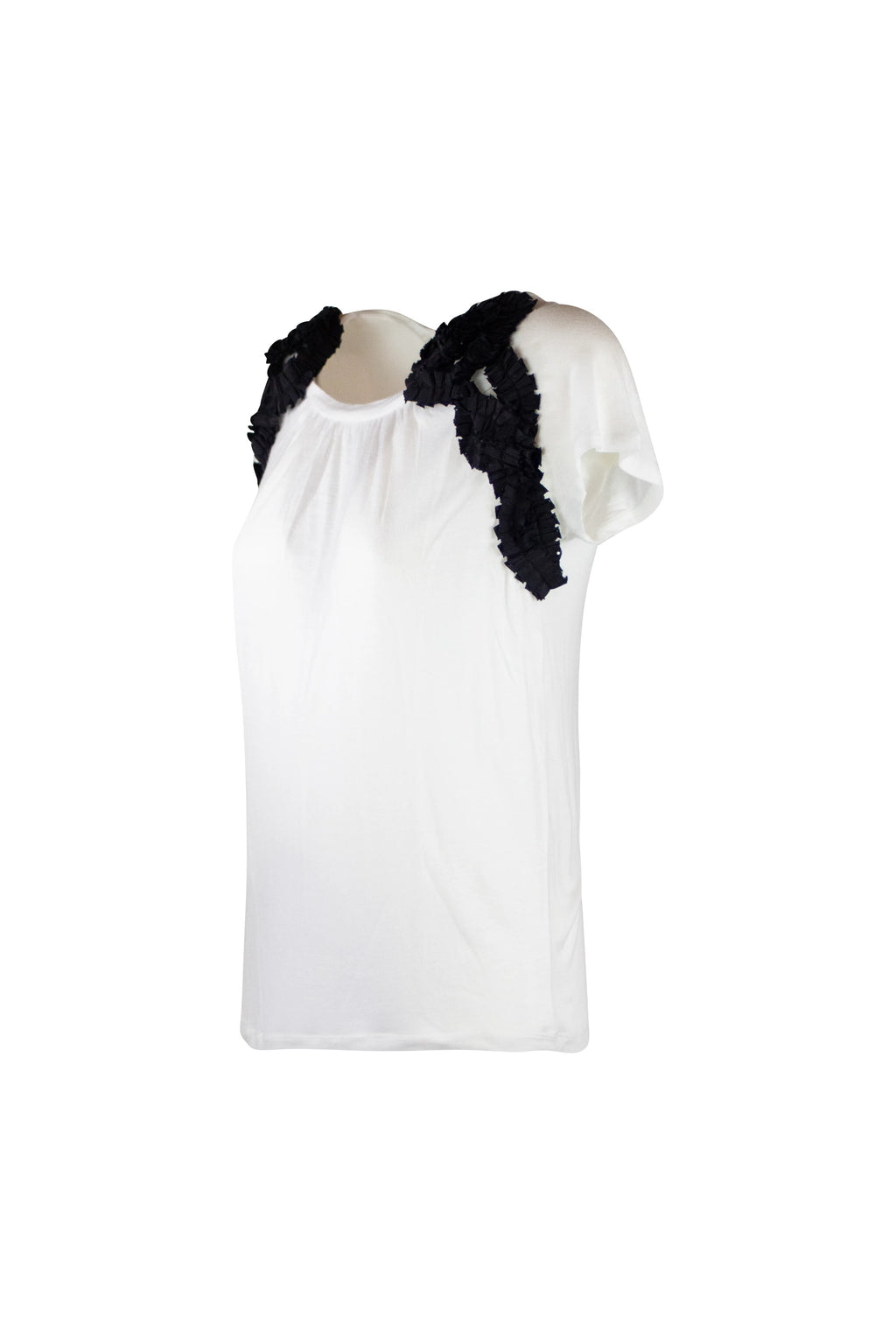 White t-shirt with black embroidery