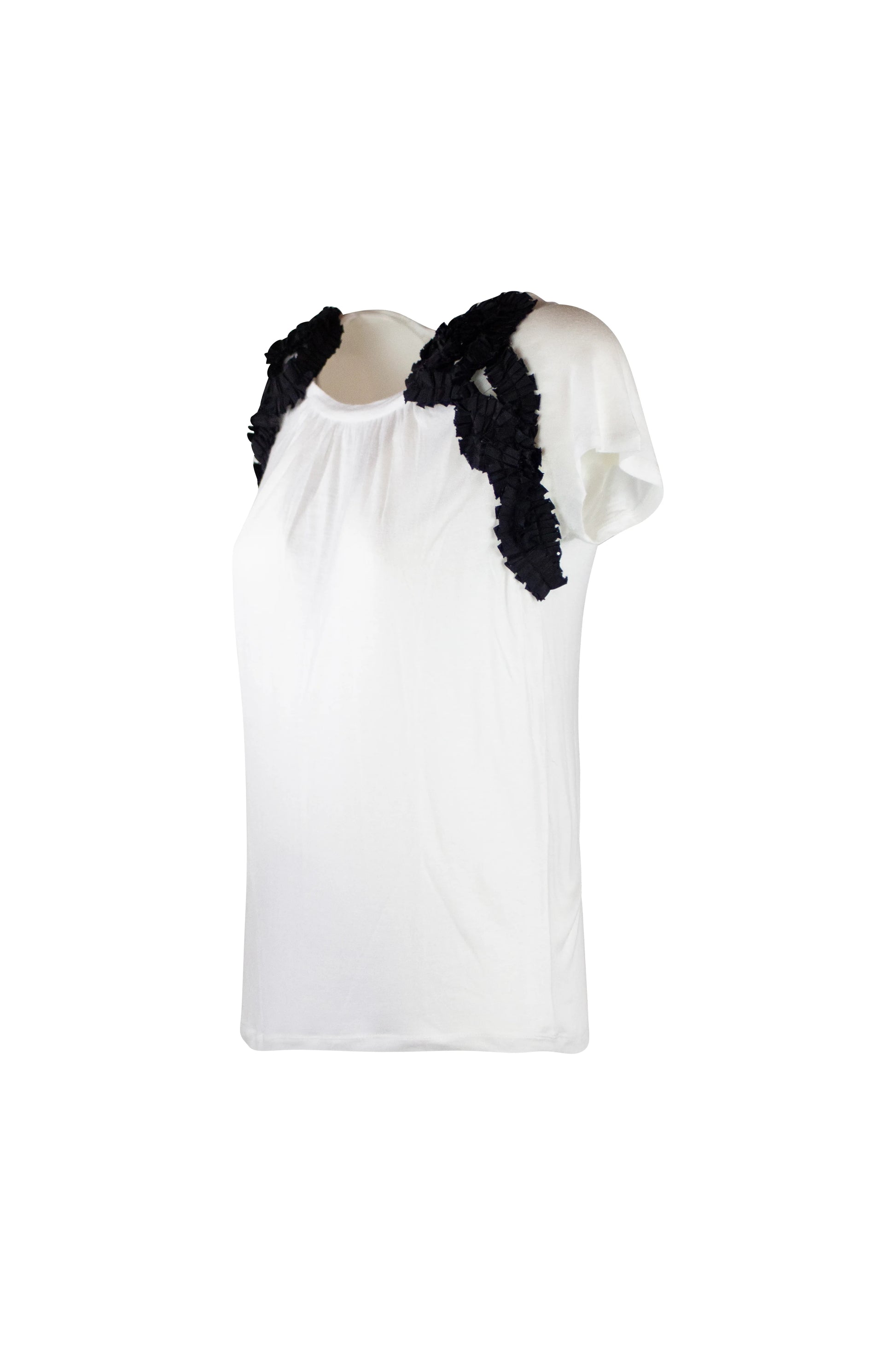 White t-shirt with black embroidery