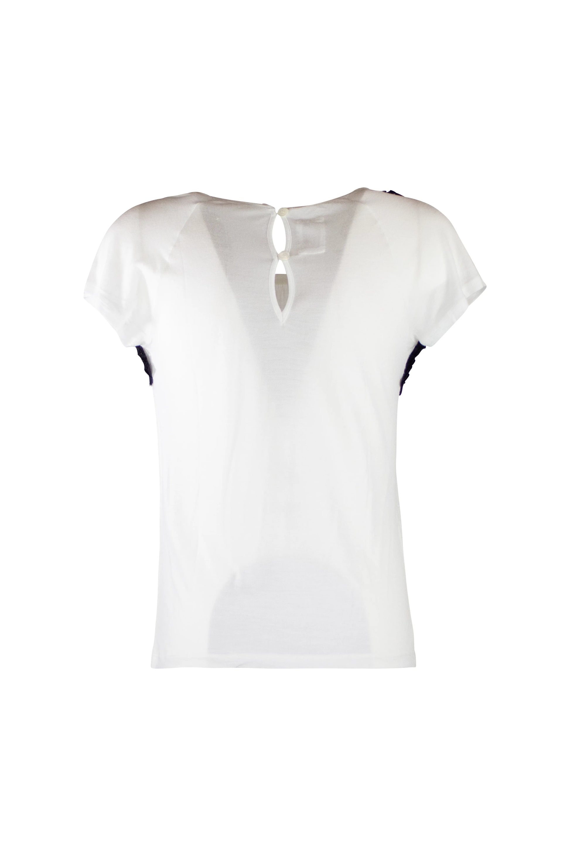 White t-shirt with black embroidery