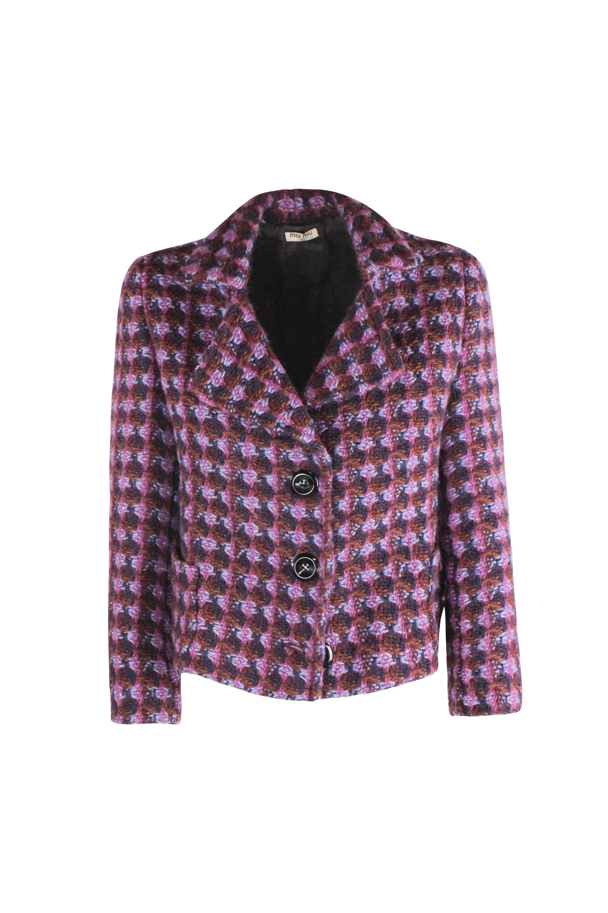 Fuchsia and Purple Tweed Cropped Jacket FW2004