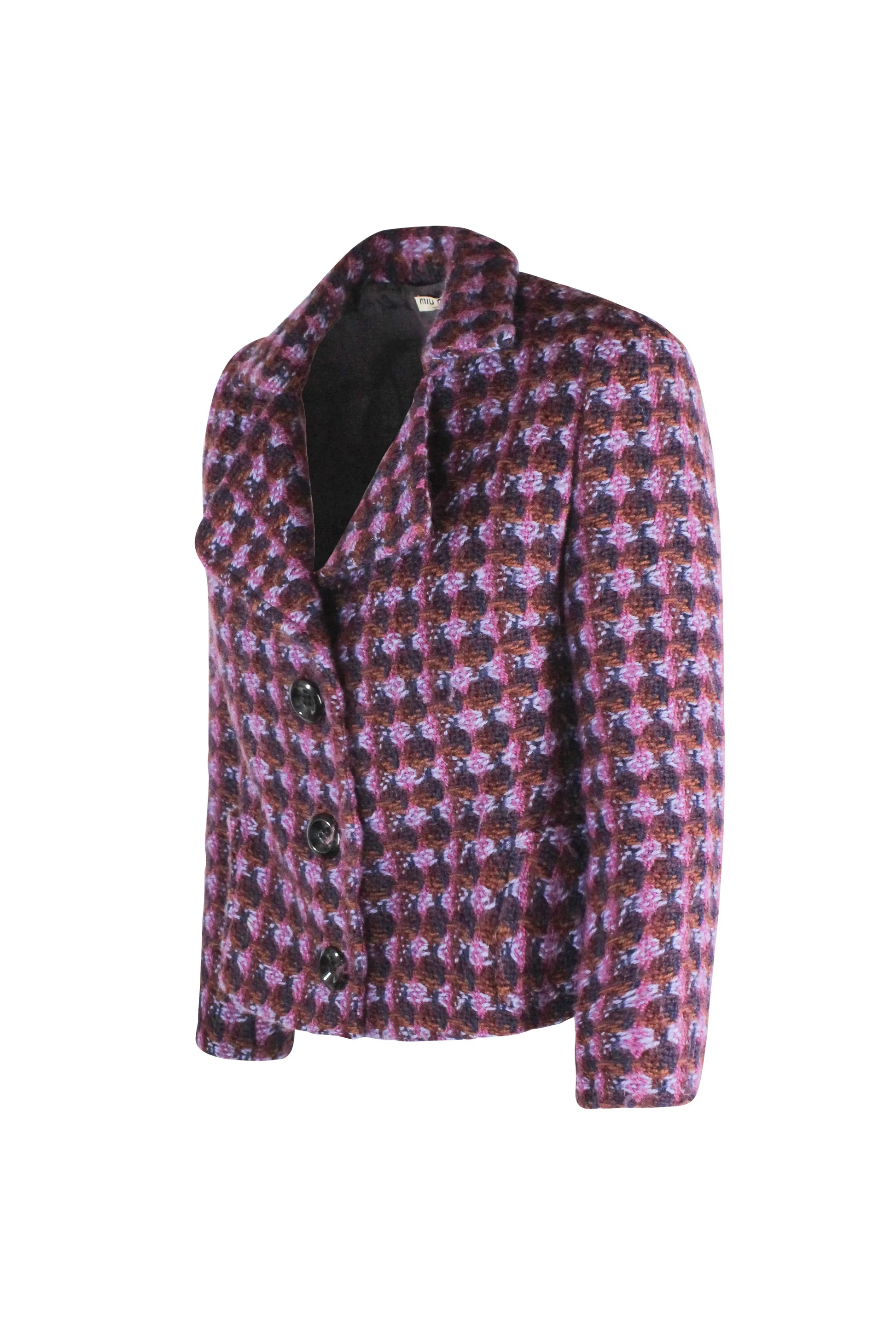 Fuchsia and Purple Tweed Cropped Jacket FW2004