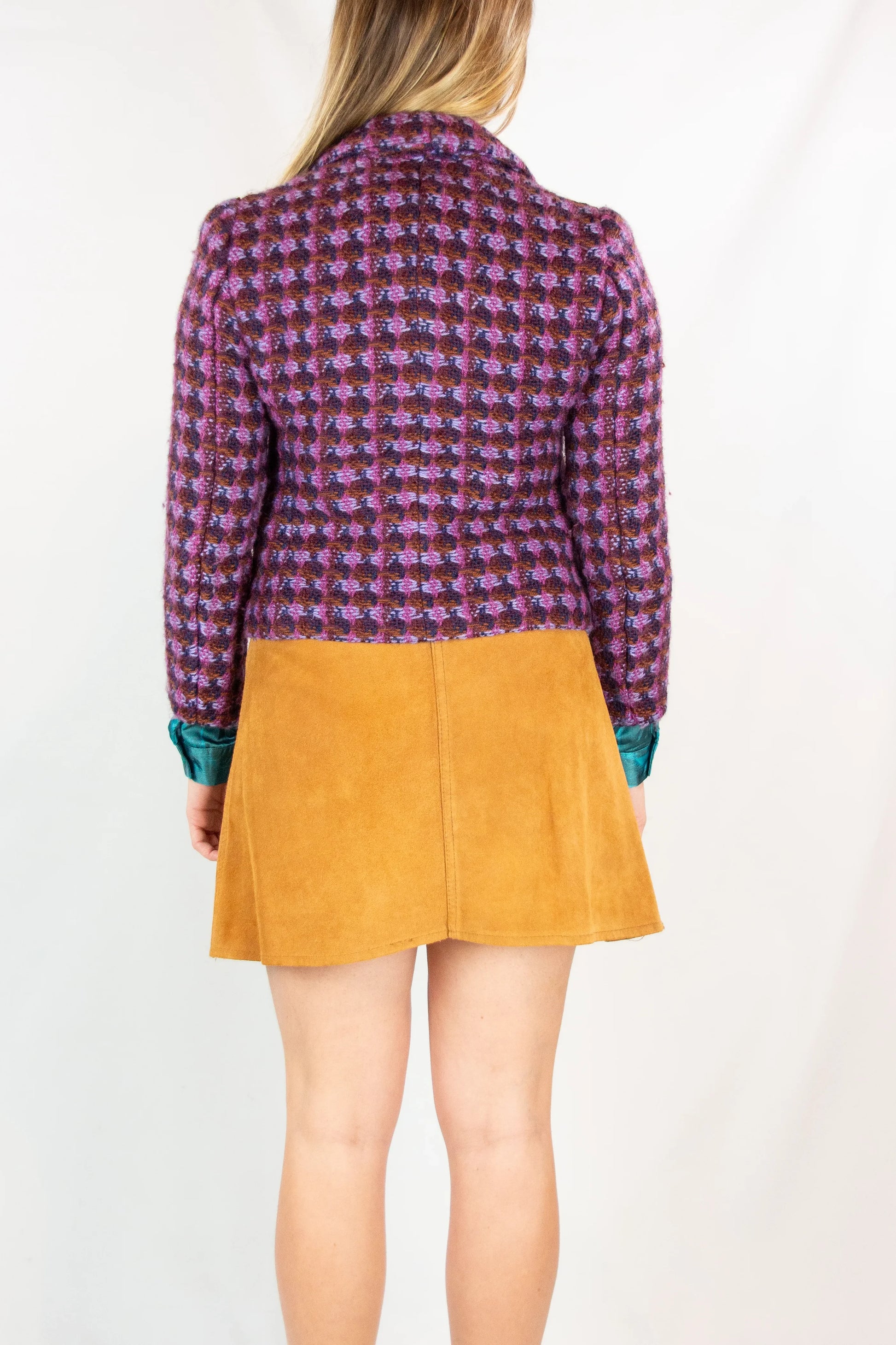 Fuchsia and Purple Tweed Cropped Jacket FW2004