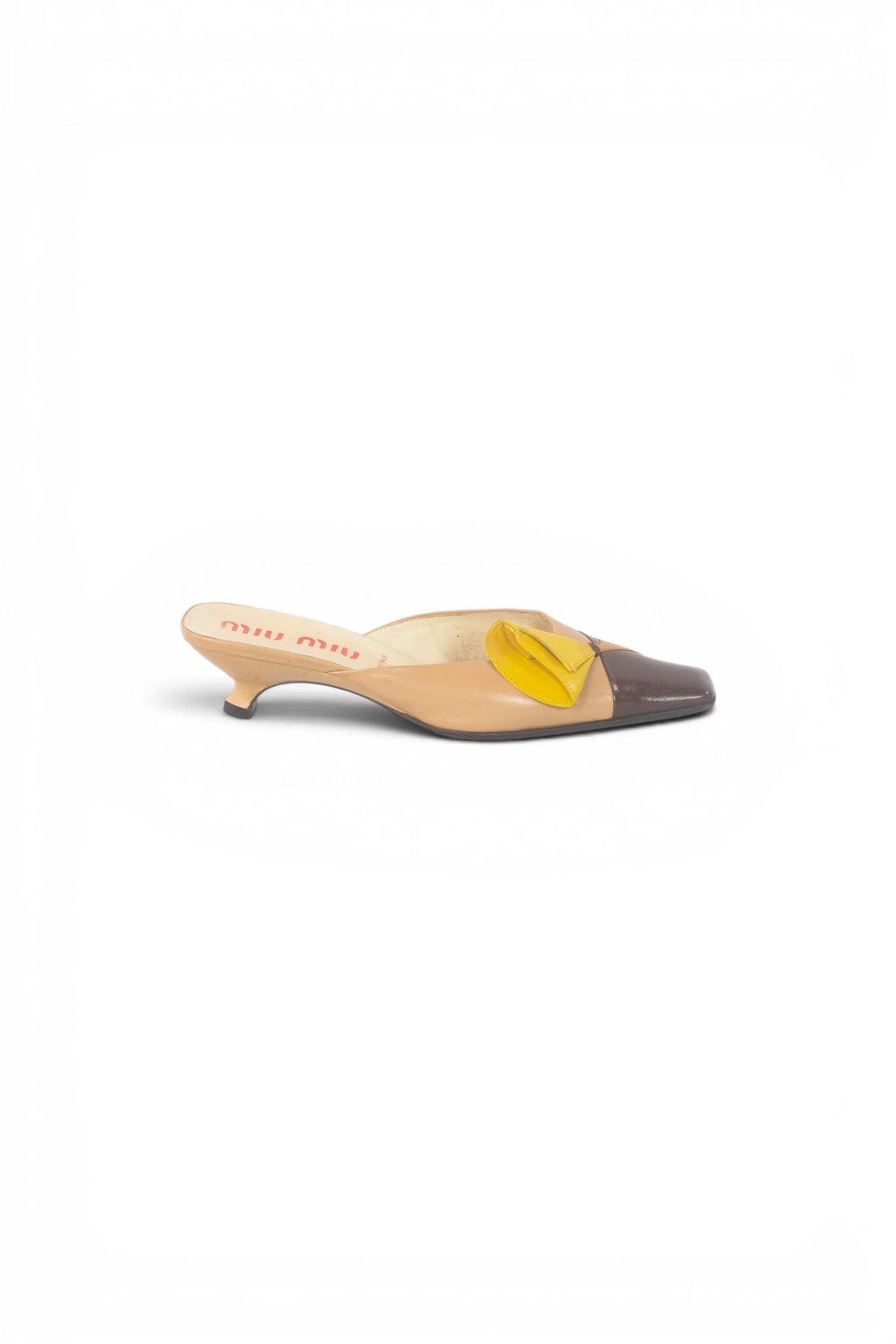 Kitten Heel Mules with Floral Detail