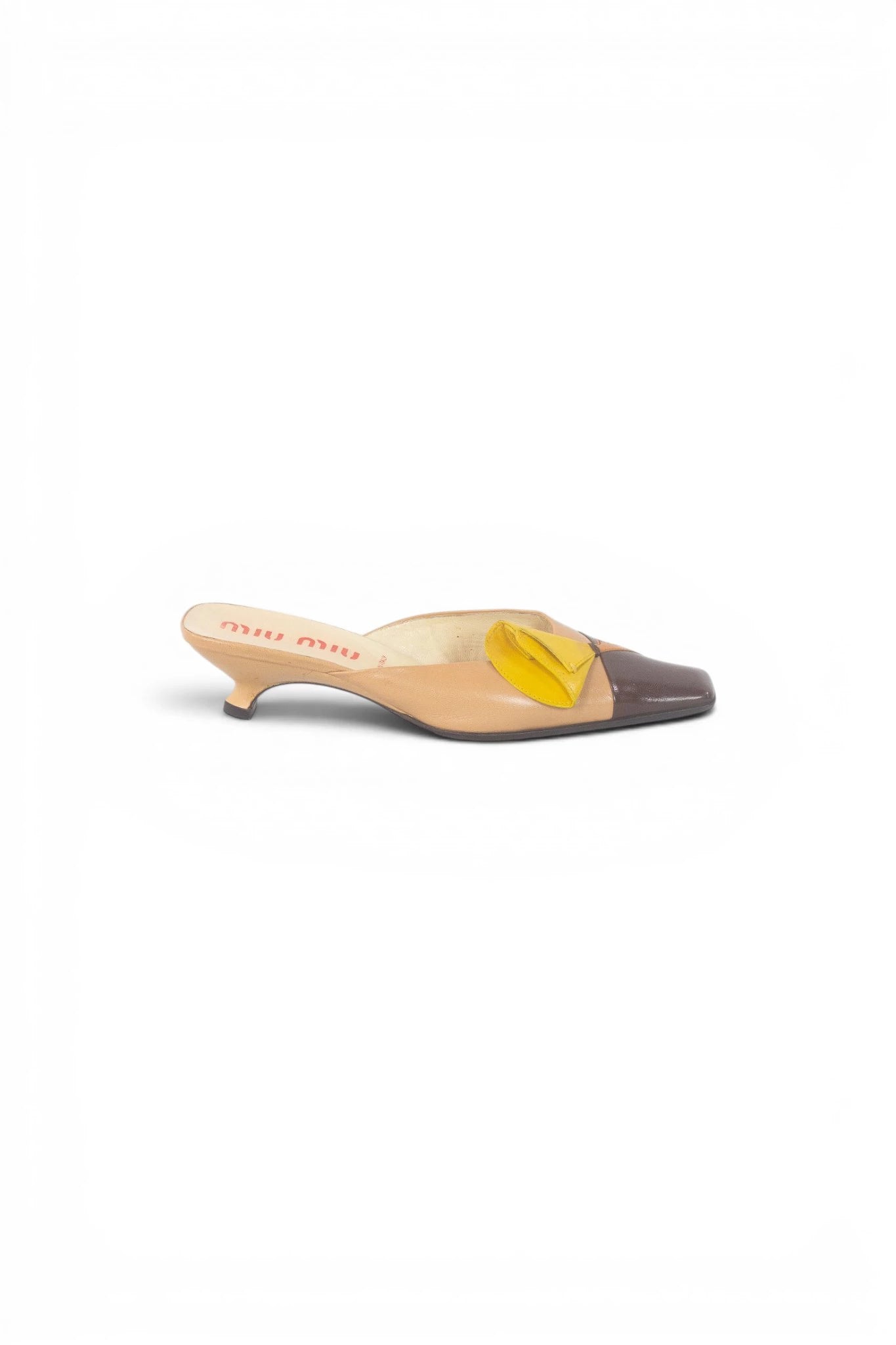 Kitten Heel Mules with Floral Detail