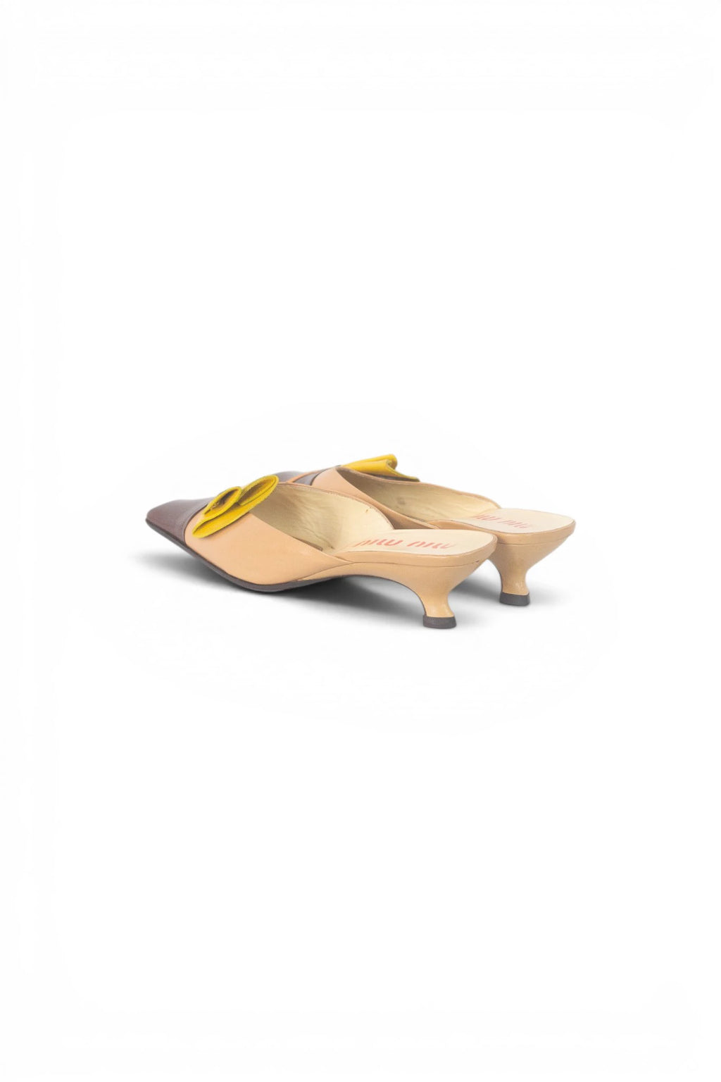 Kitten Heel Mules with Floral Detail