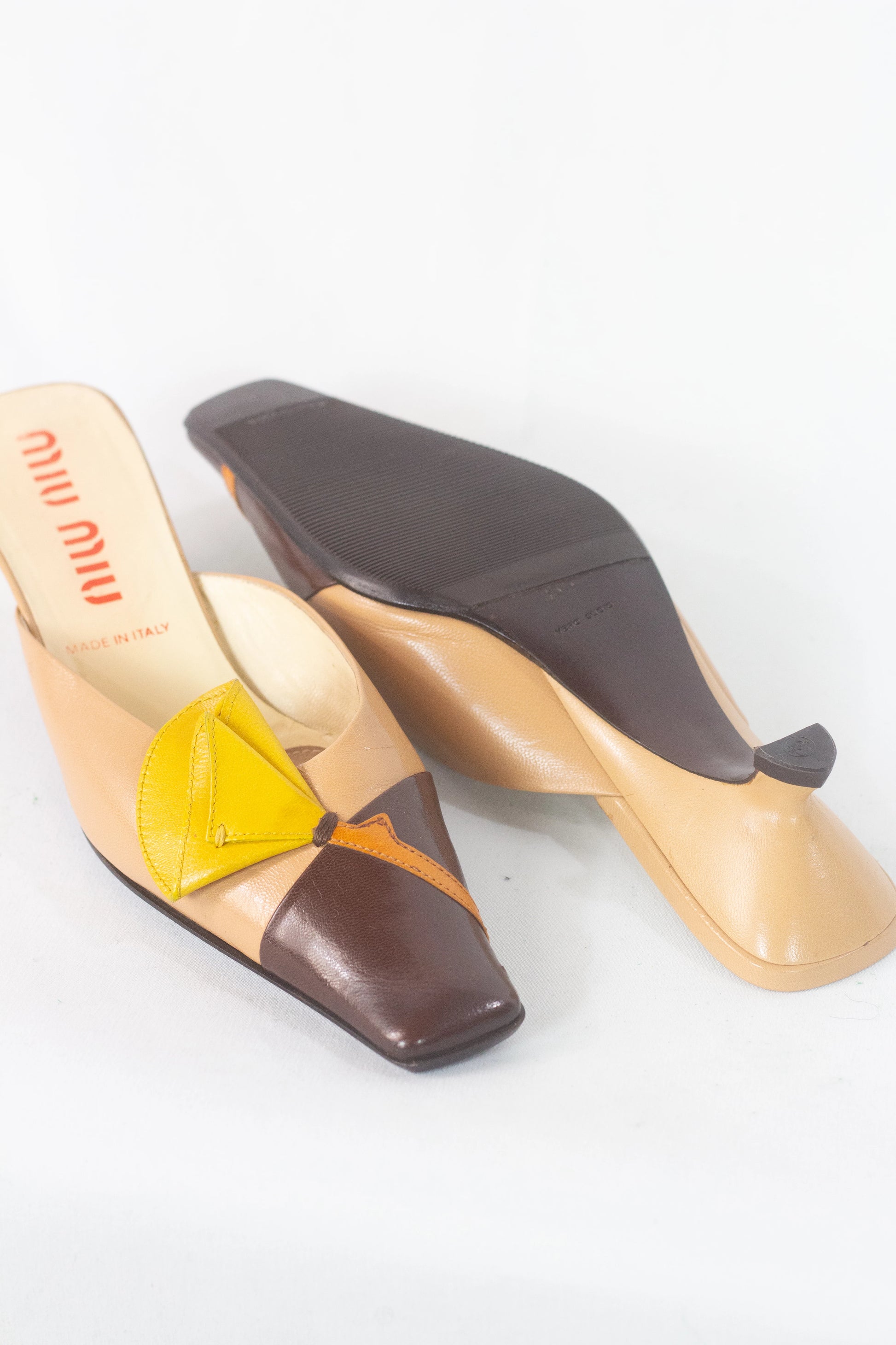 Kitten Heel Mules with Floral Detail