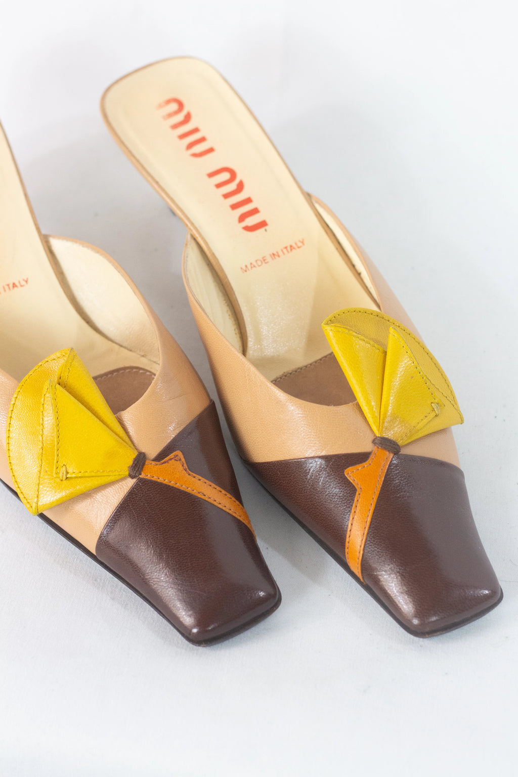Kitten Heel Mules with Floral Detail