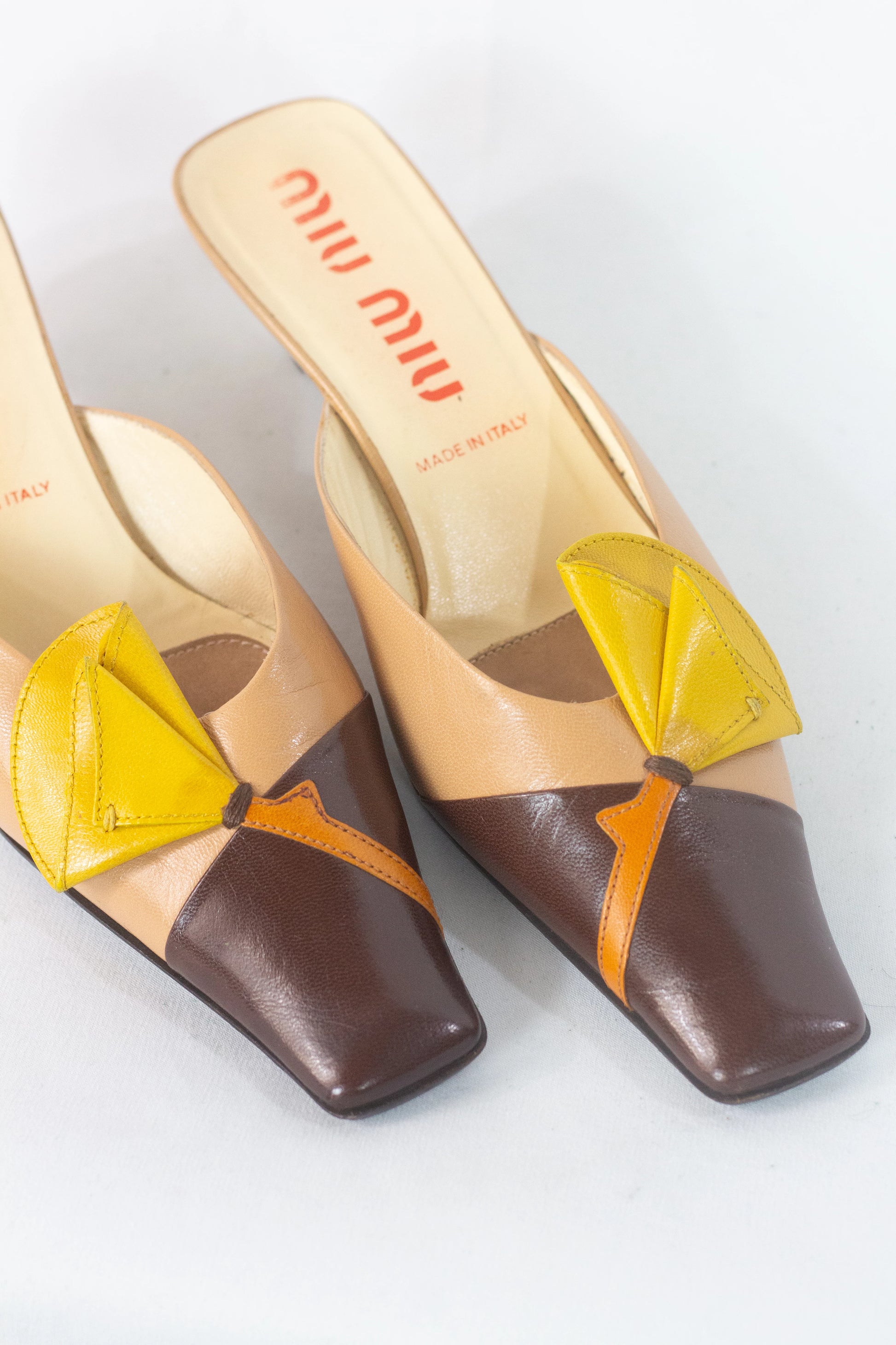Kitten Heel Mules with Floral Detail