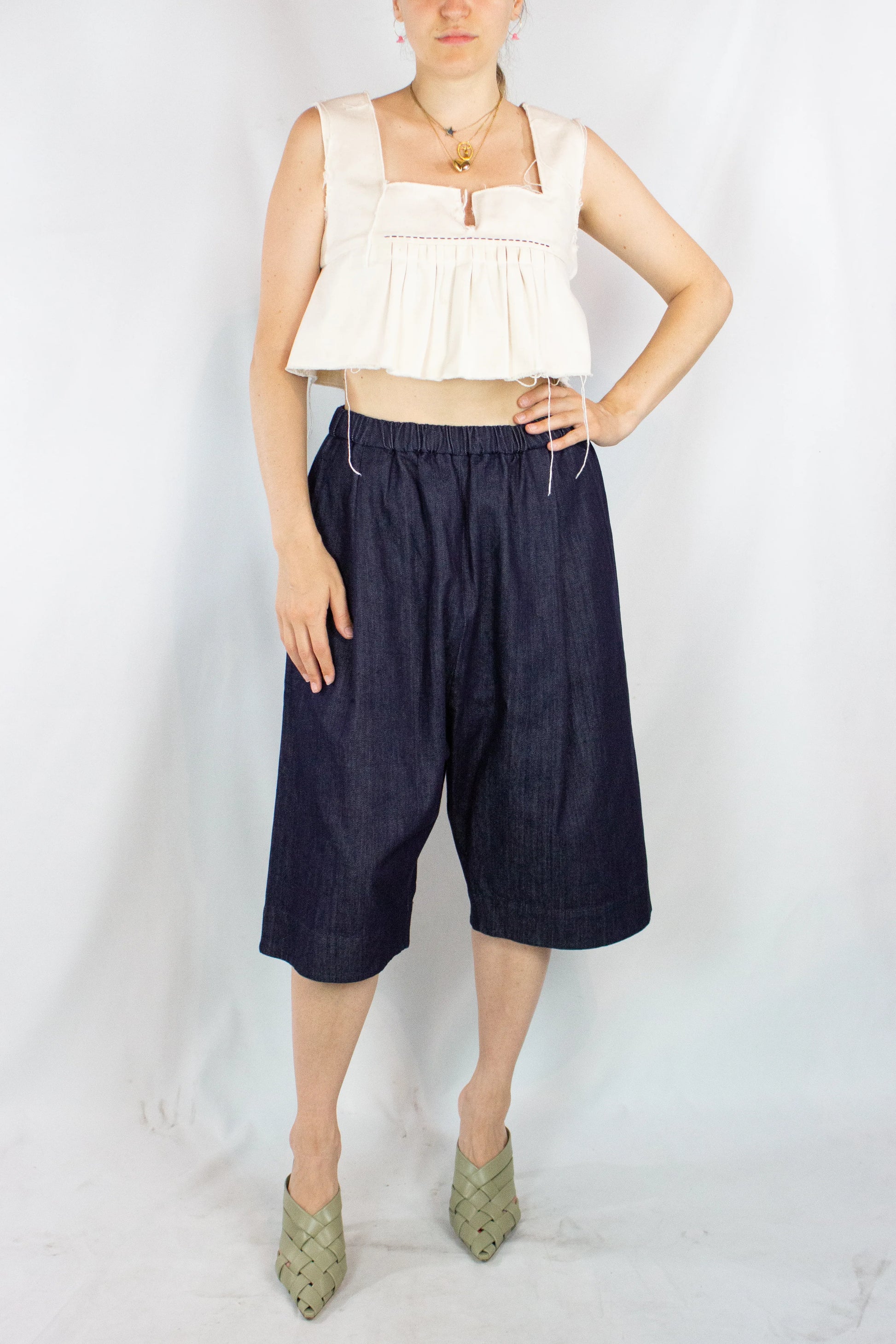 Frayed cotton peplum top SS2020