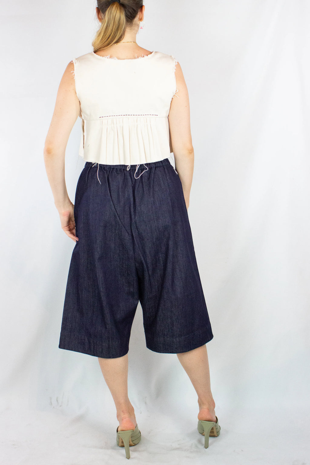 Frayed cotton peplum top SS2020