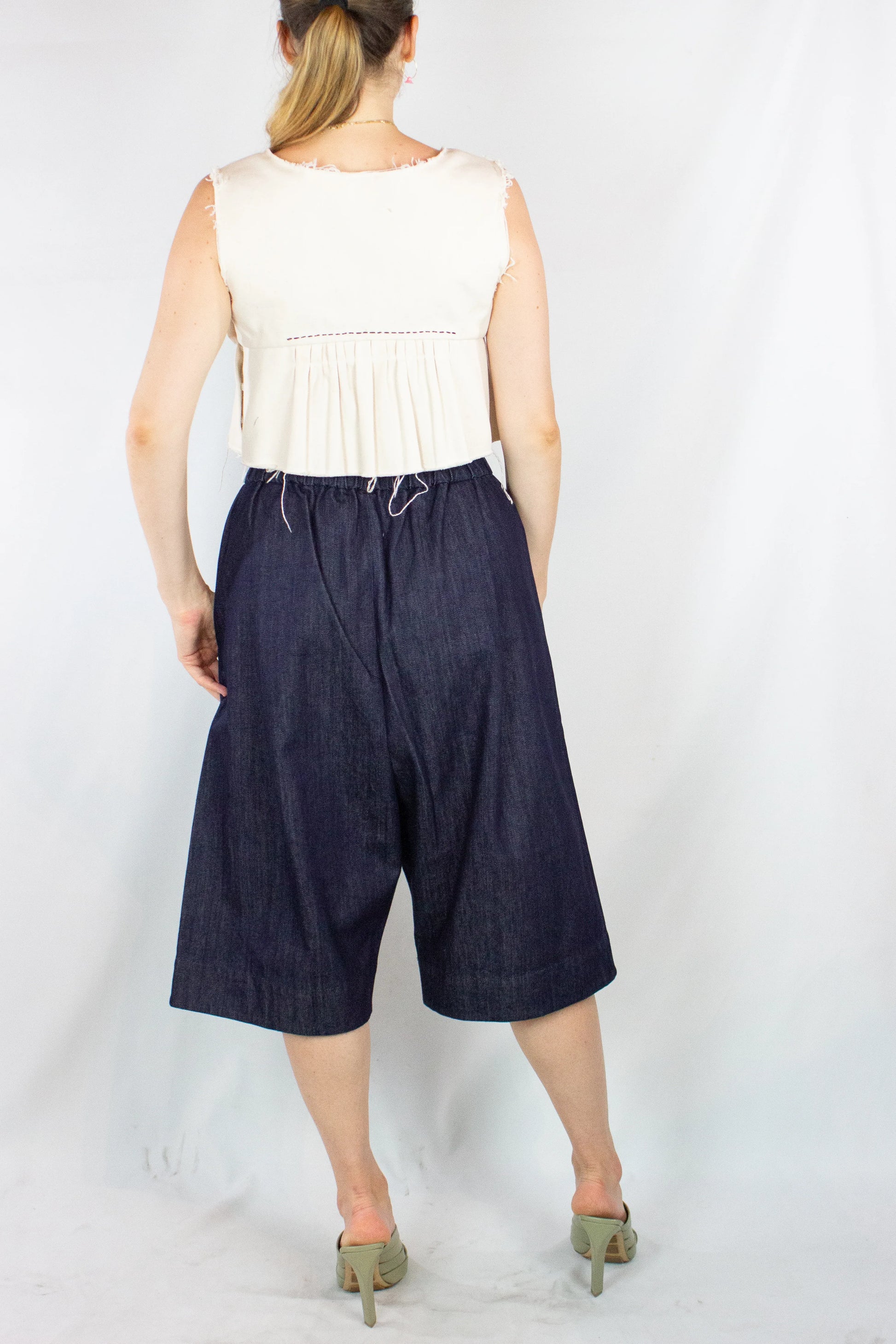 Frayed cotton peplum top SS2020