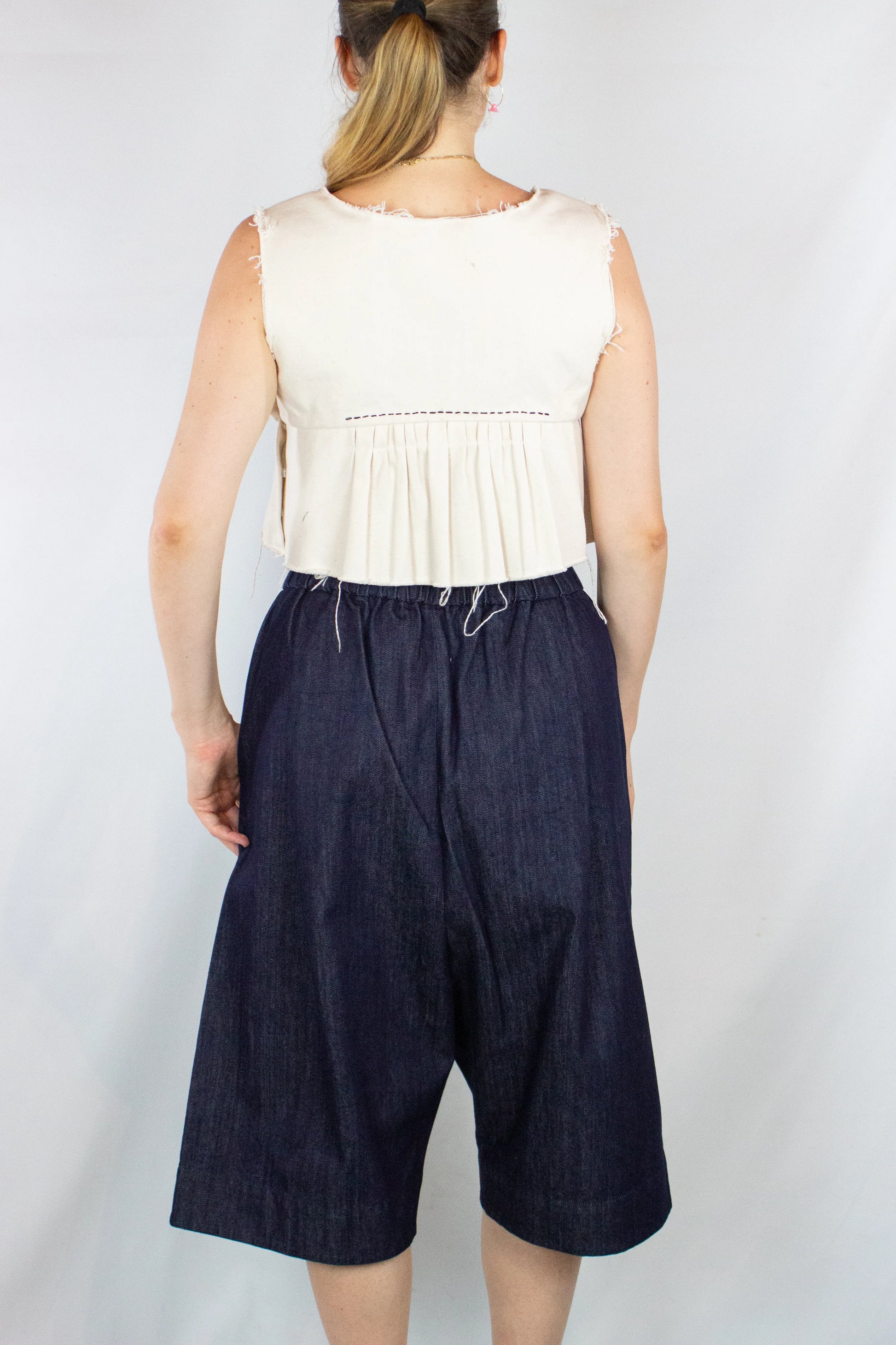 Frayed cotton peplum top SS2020