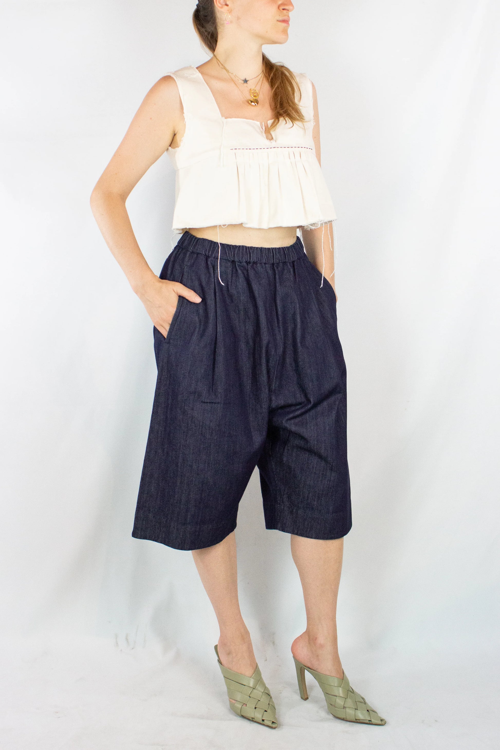 Frayed cotton peplum top SS2020