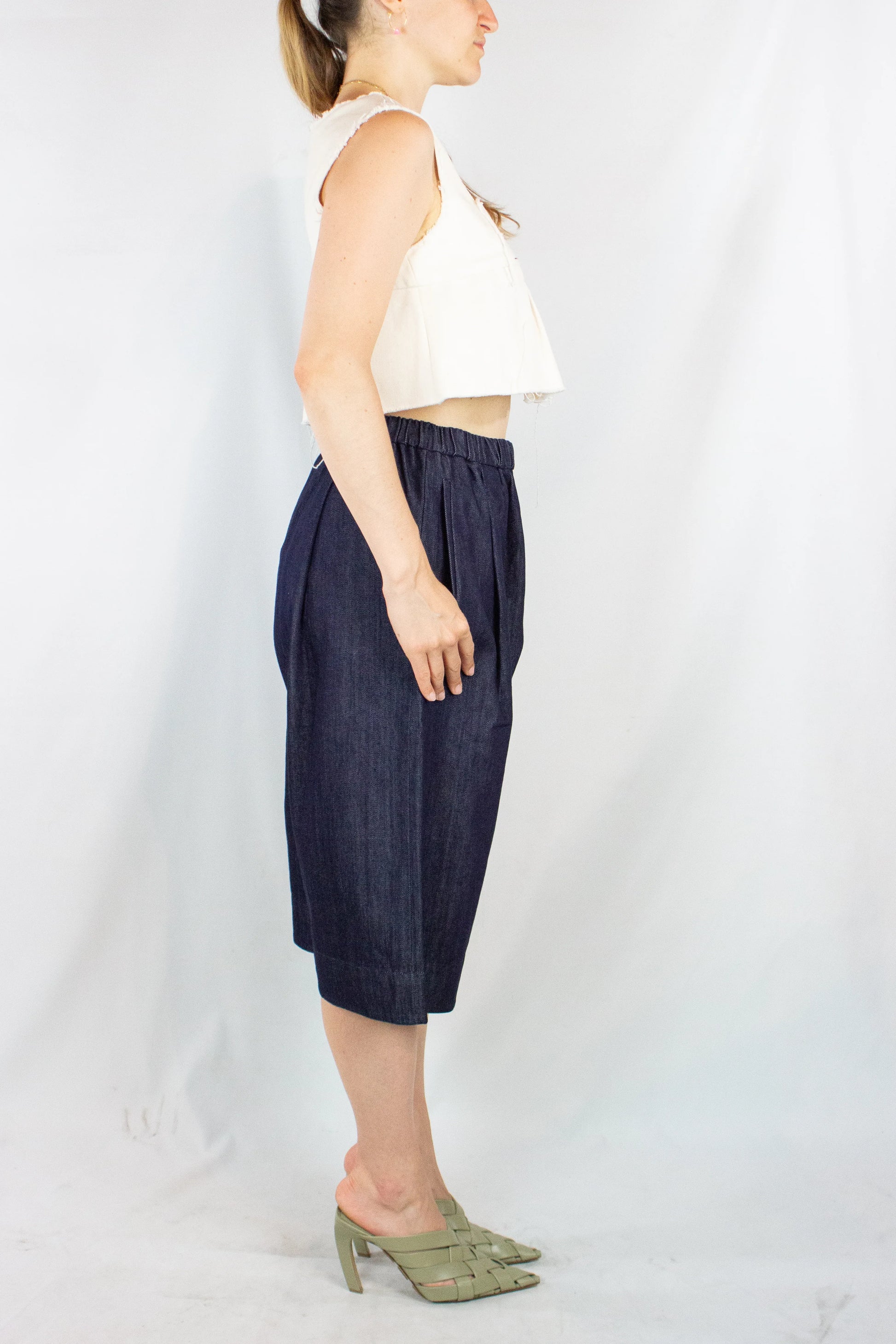 Frayed cotton peplum top SS2020