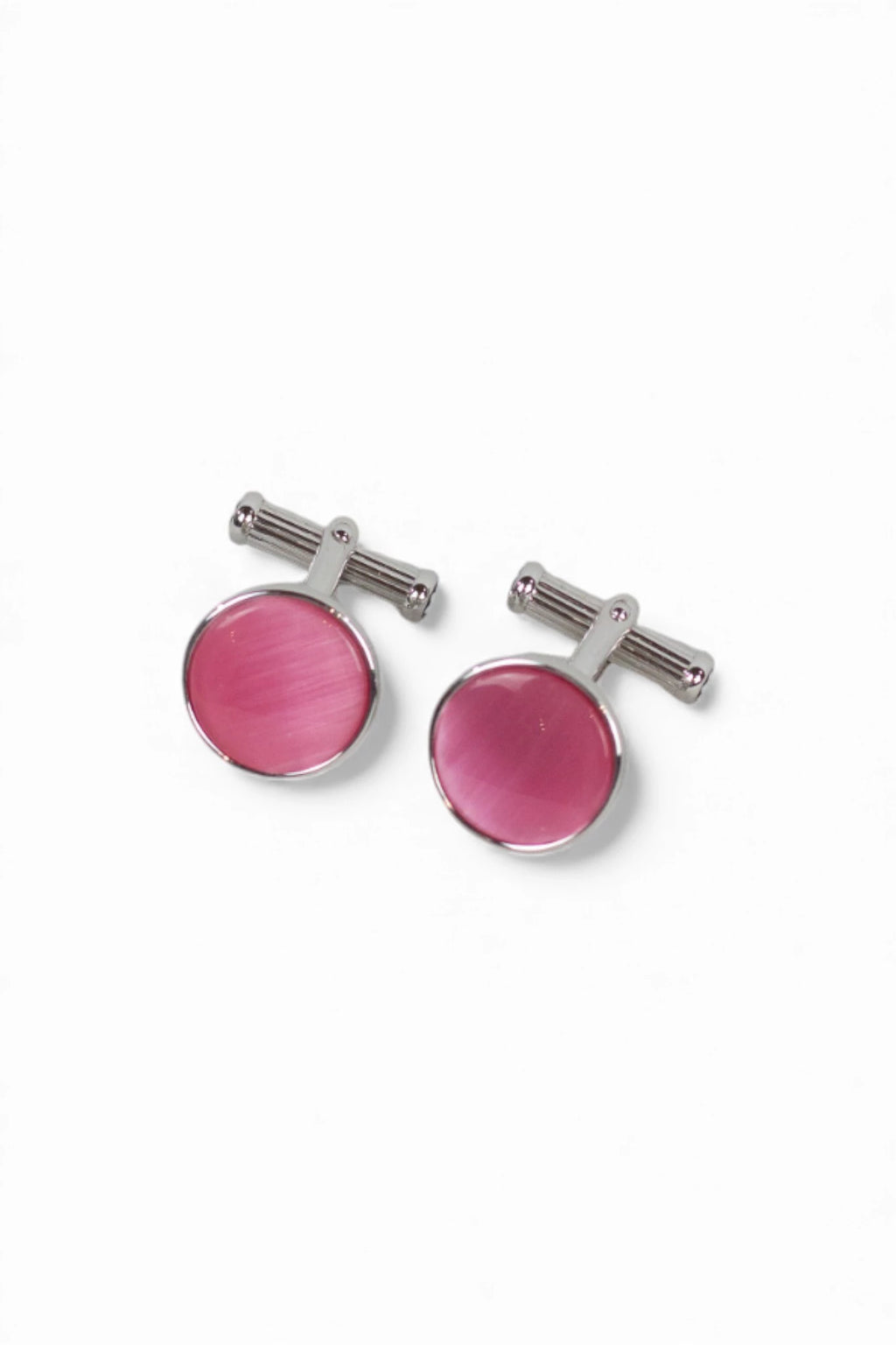 Pink and silver cufflinks