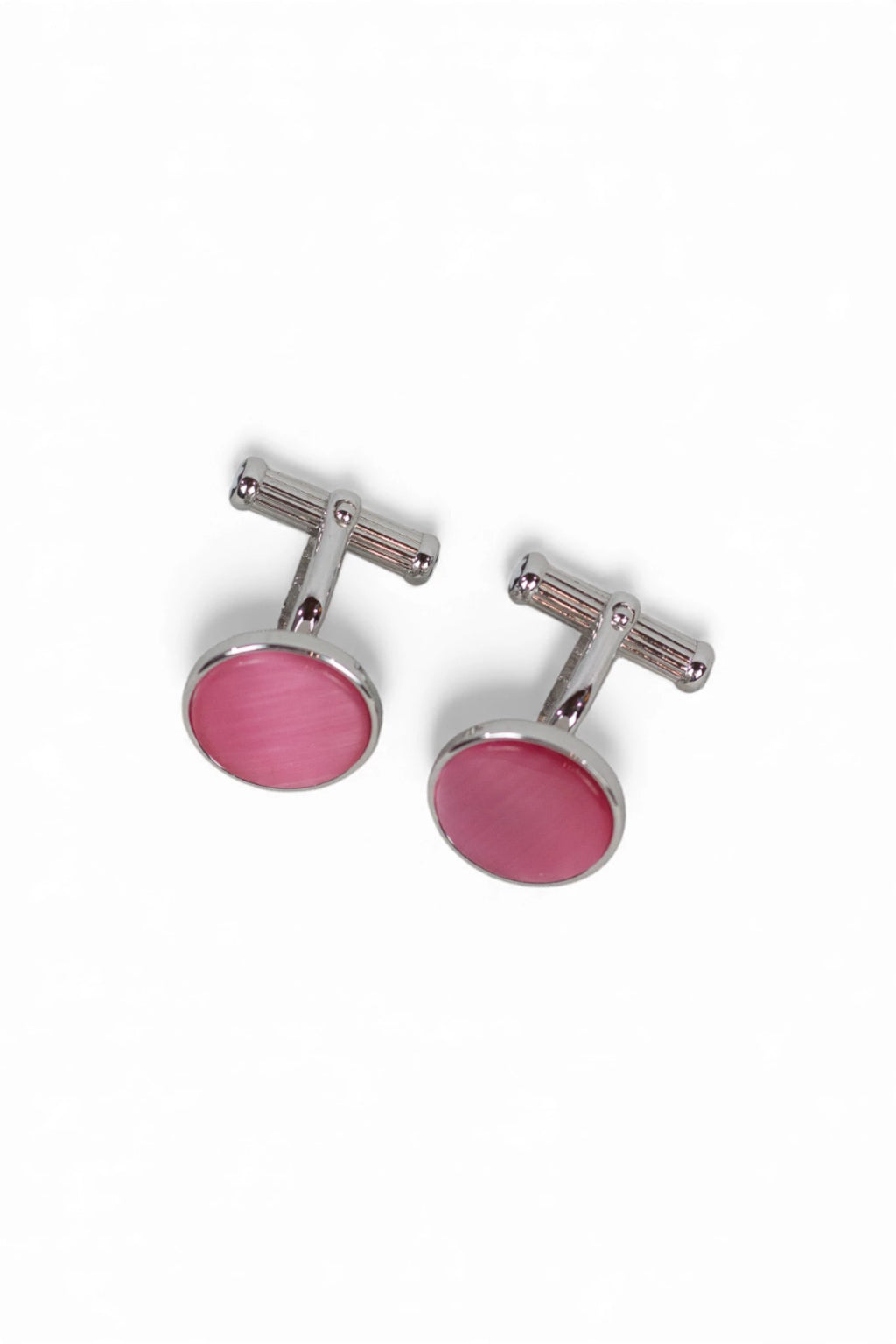 Pink and silver cufflinks