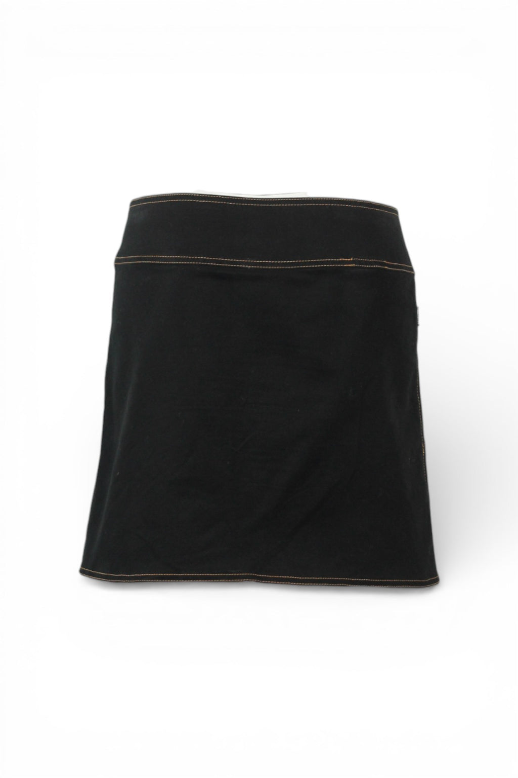 Black Cotton Skirt with Oversized Button Detail