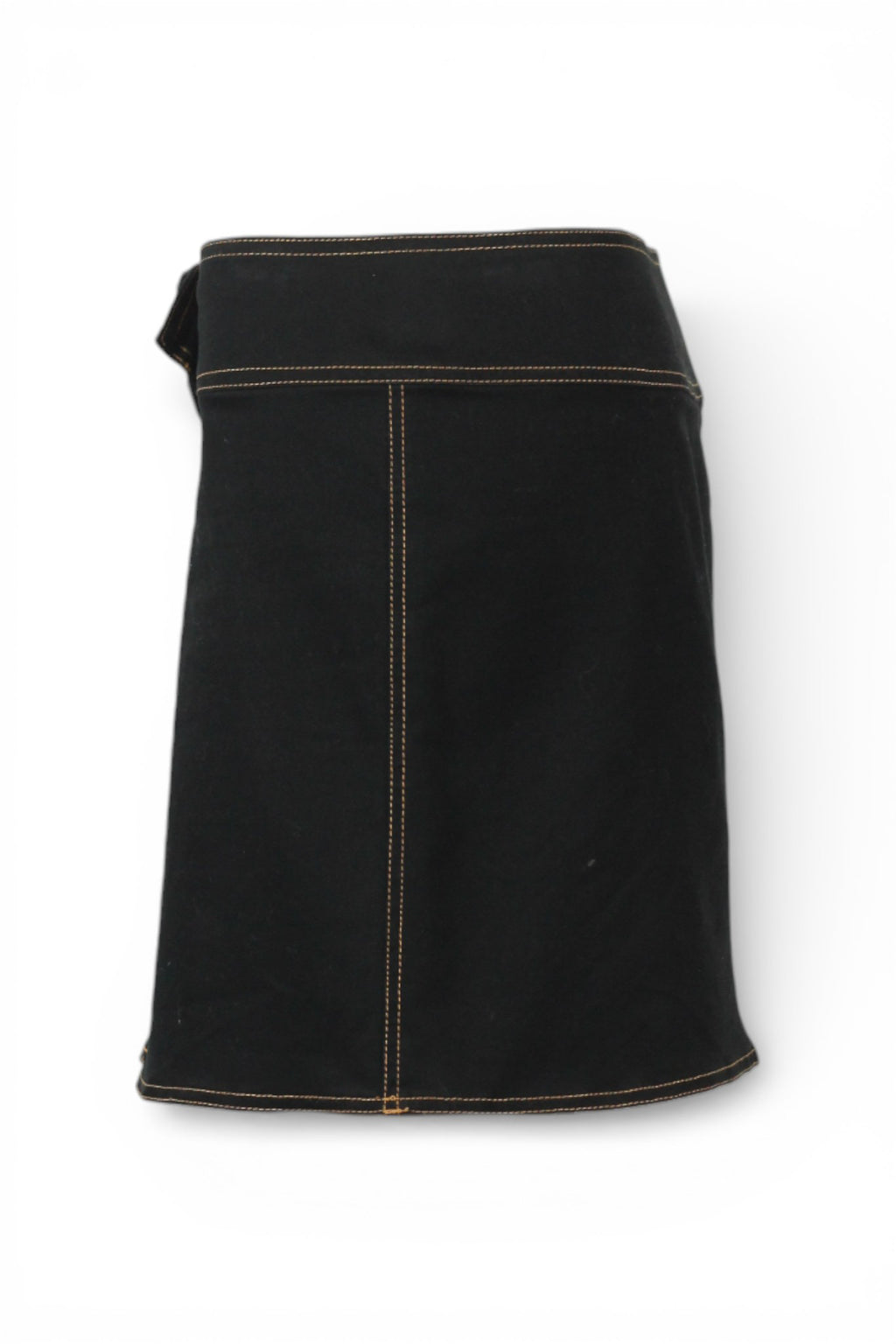 Black Cotton Skirt with Oversized Button Detail