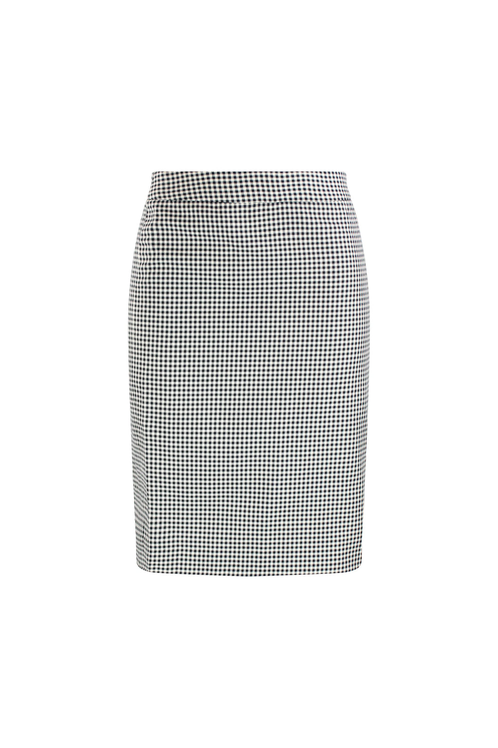 Black and white micro-check pencil skirt